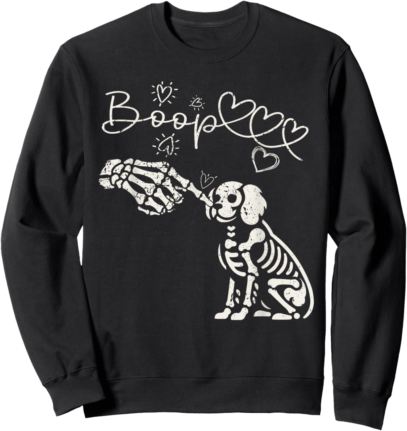 Spooky Skeleton Hand Touch Nose Cavalier King Charles Boop Sweatshirt - Sweatshirt | Black