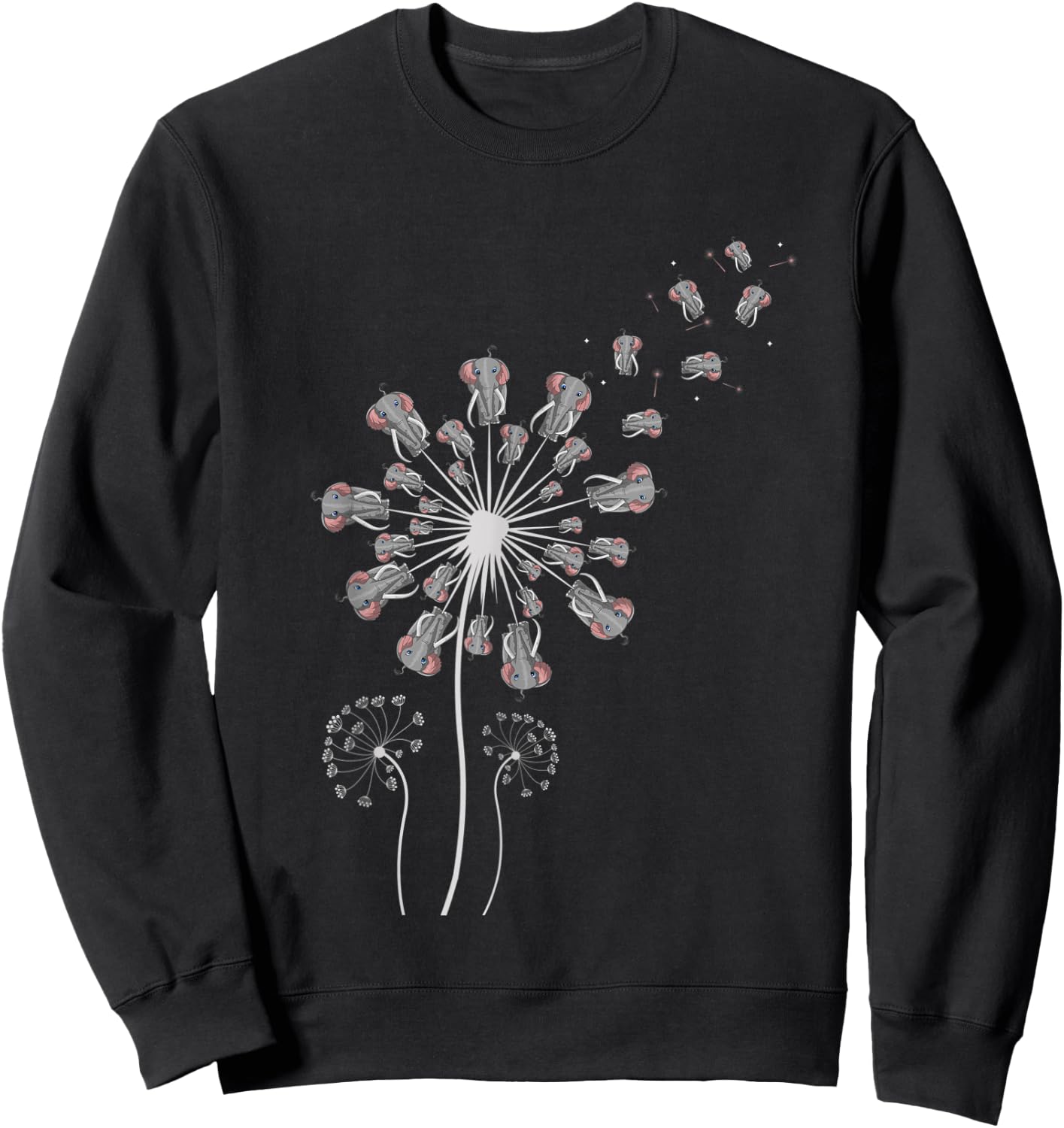 Elephant Dandelion Sweatshirt - Sweatshirt | Black