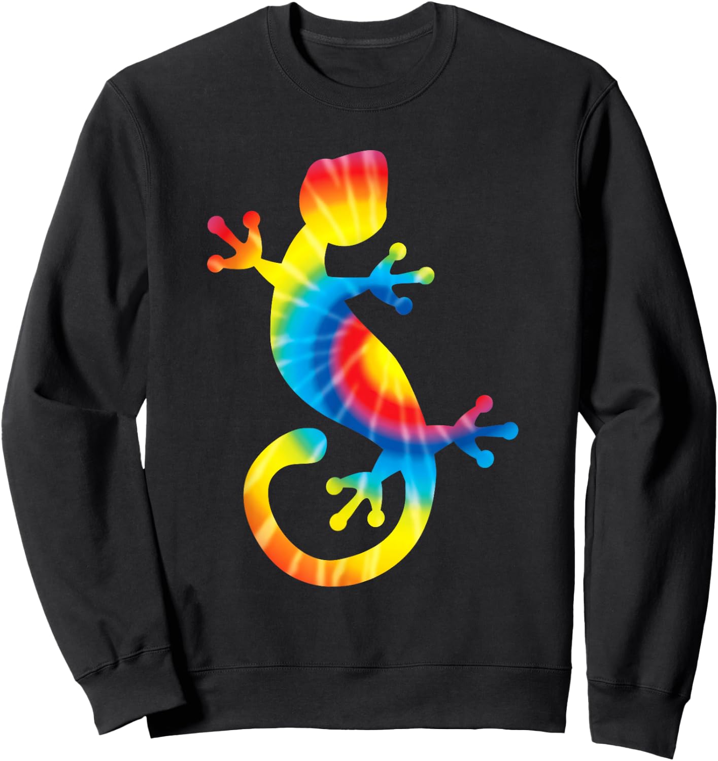 Tie Dye Gecko Rainbow Print Lizard Pet Hippie Peace Gift Sweatshirt - Sweatshirt | Black