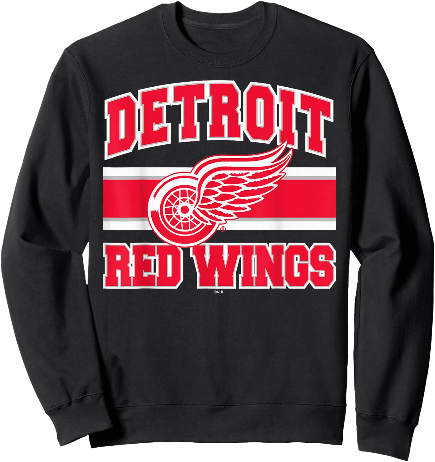 Detroit Red Wings Stripe Black Officially Licensed Sweatshirt - Sweatshirt | Black