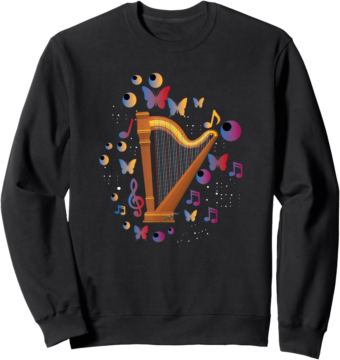Great Harp Theme Gift Harp Players Sweatshirt - Sweatshirt | Black
