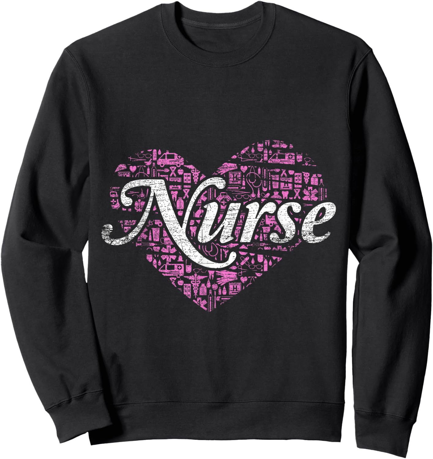 Nurse Heart Love Nursing Sweatshirt - Sweatshirt | Black