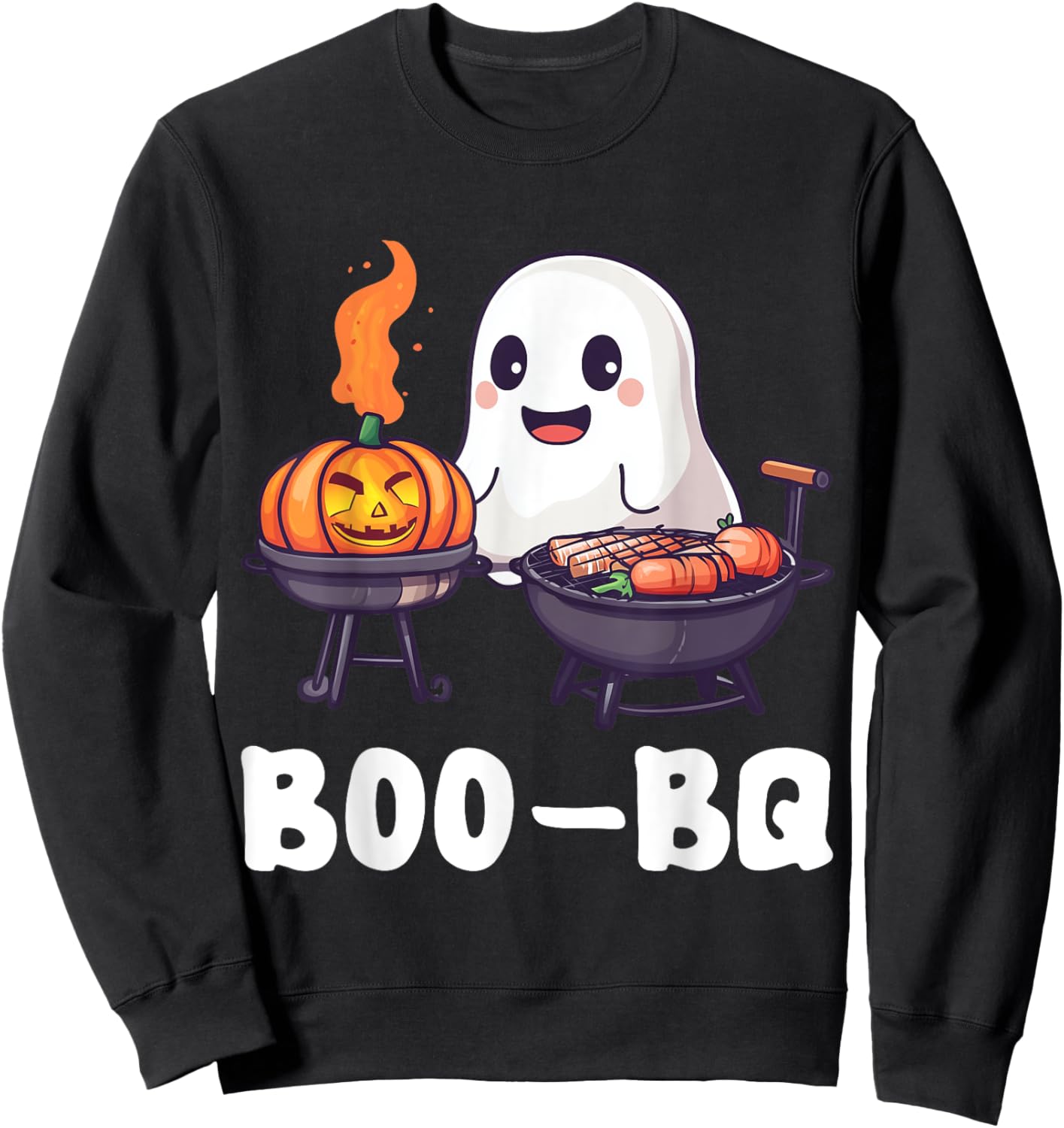 Fun BBQ Barbecue Boo Ghost Halloween Matching Costume Boo-BQ Sweatshirt - Sweatshirt | Black