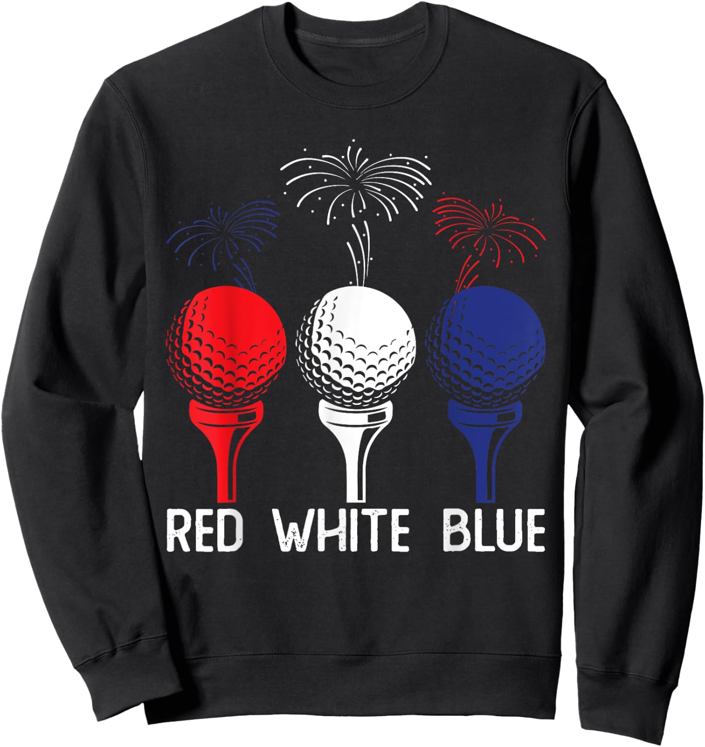 Golf Red White Blue Us Flag Patriotic 4th Of July Men Sweatshirt - Sweatshirt | Black