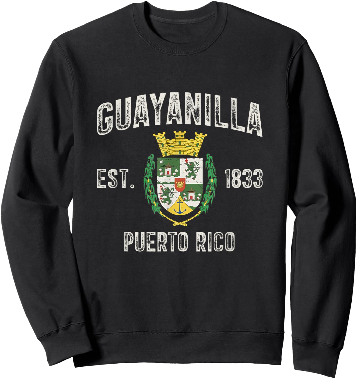 Guayanilla City In Puerto Rico Est 1833, Guayanilla Armorial Sweatshirt - Sweatshirt | Black