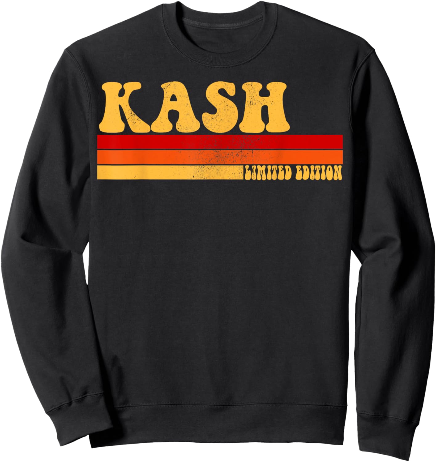 AmaStyle Co. KASH Name Personalized Idea Men Retro Vintage KASH , Small, Black Sweatshirt - Sweatshirt | Black