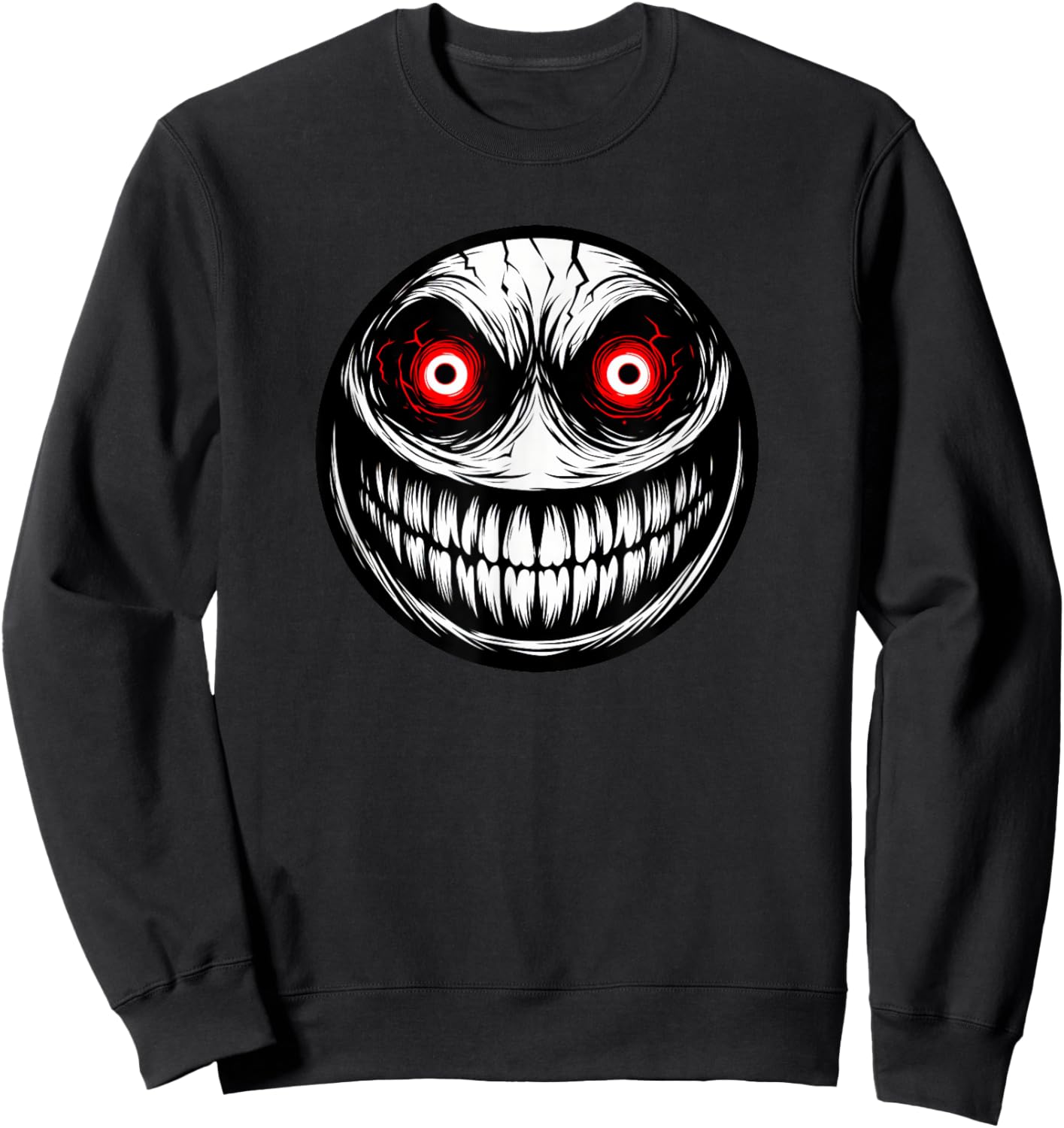 Evil Smile Face Creepy Red Eyes Sweatshirt - Sweatshirt | Black