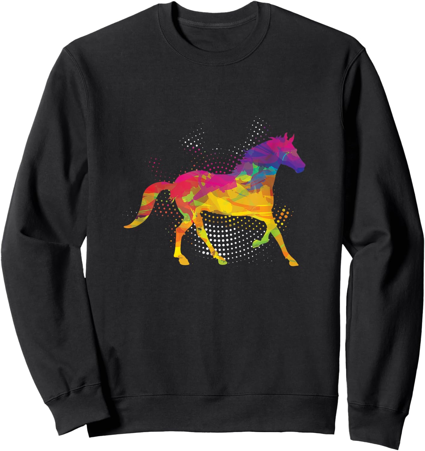 Horse Lover Equestrian Horse Jockey Fan Polygon Animal Lover Sweatshirt - Sweatshirt | Black