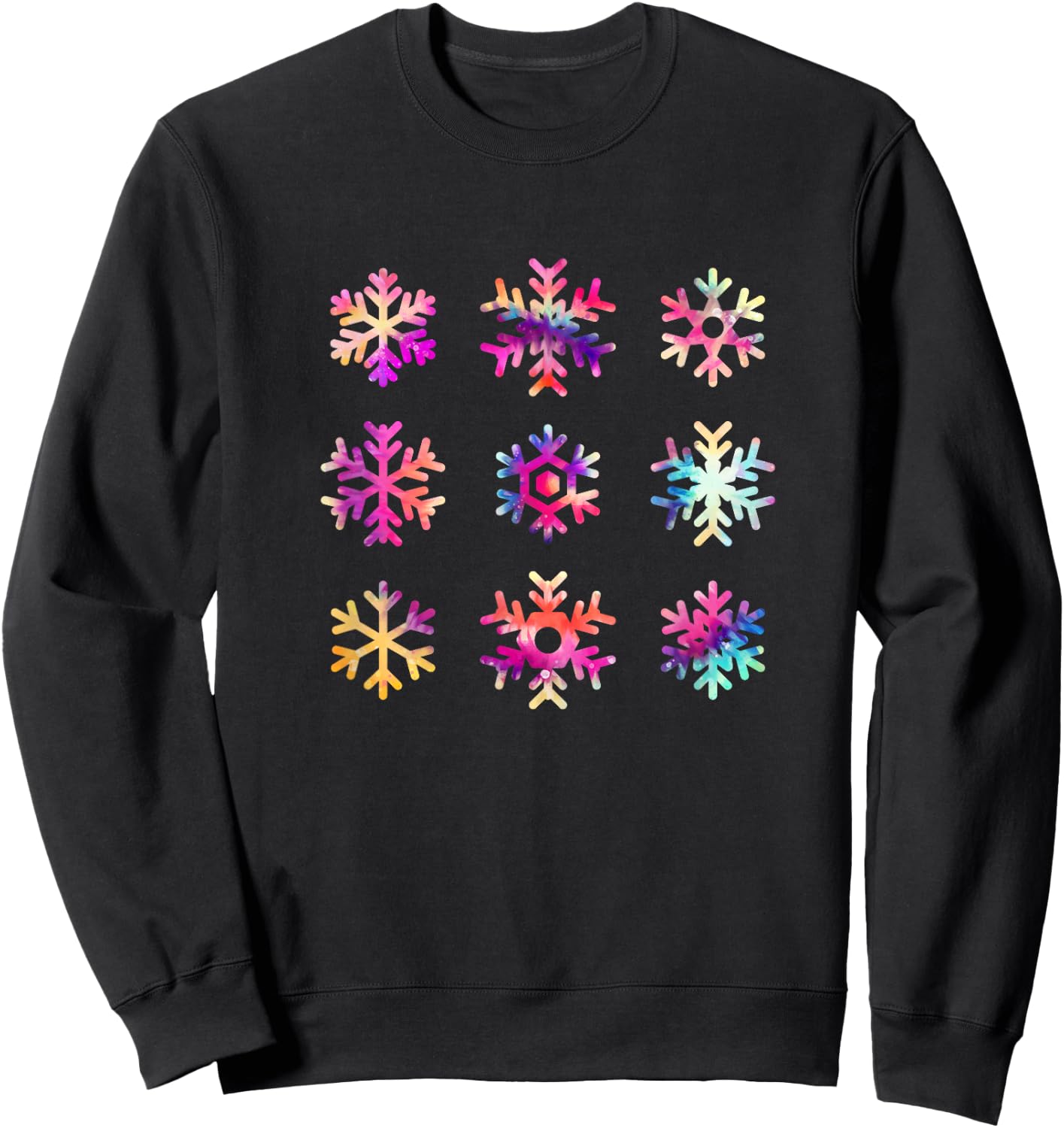 Tie Dye Snowflakes Christmas Hippy Costume Sweatshirt - Sweatshirt | Black