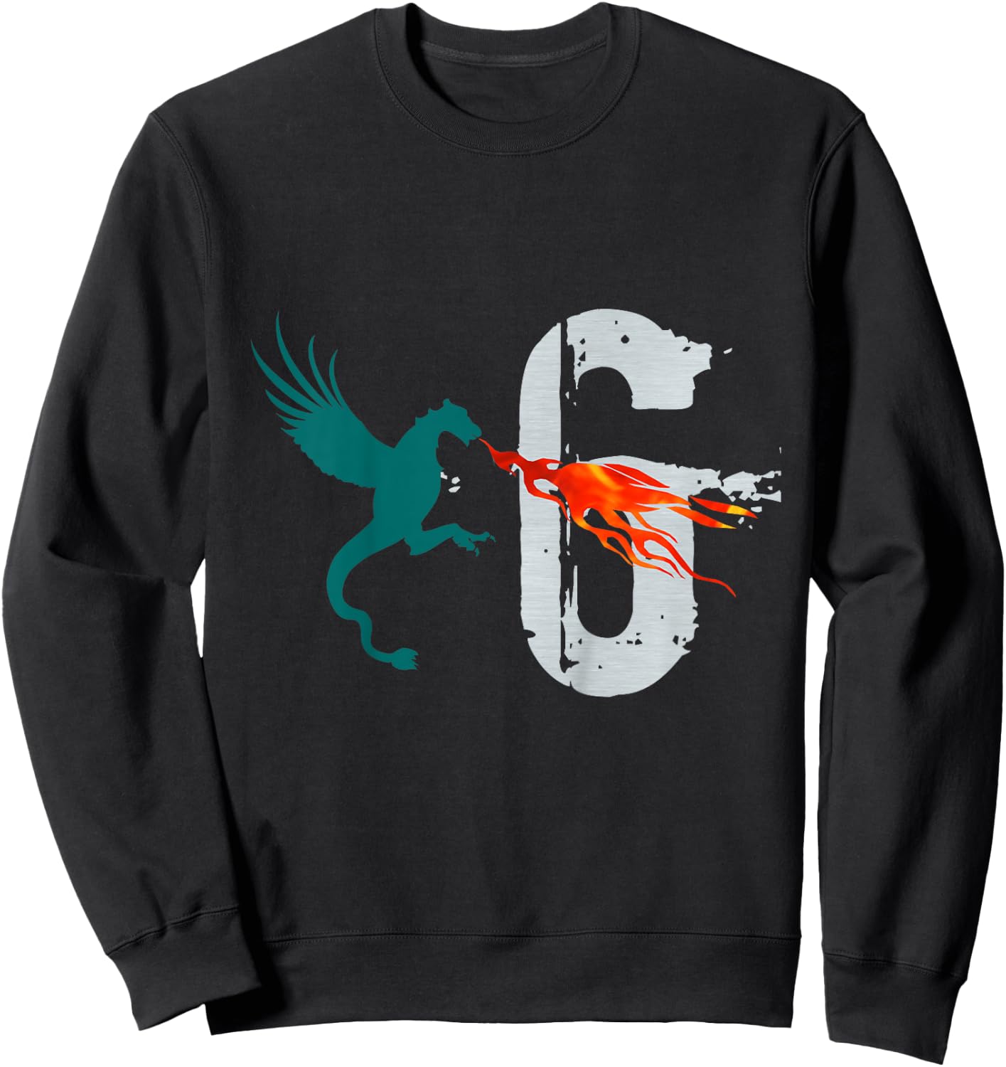 Kids Boys Girls 6 Year Old Birthday Dragon Shirt 6th Birthday Sweatshirt - Sweatshirt | Black
