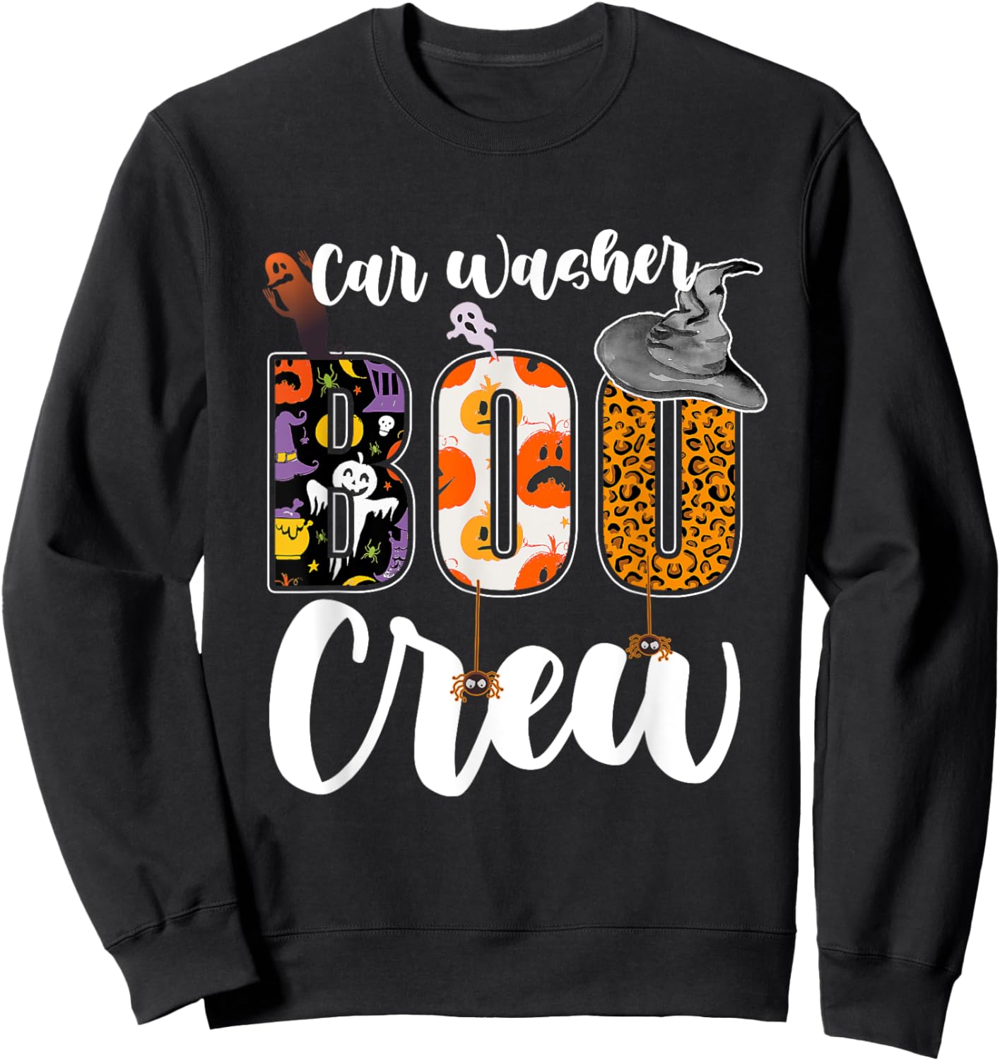 Car Washer Boo Crew Halloween Matching Carwash Sweatshirt - Sweatshirt | Black