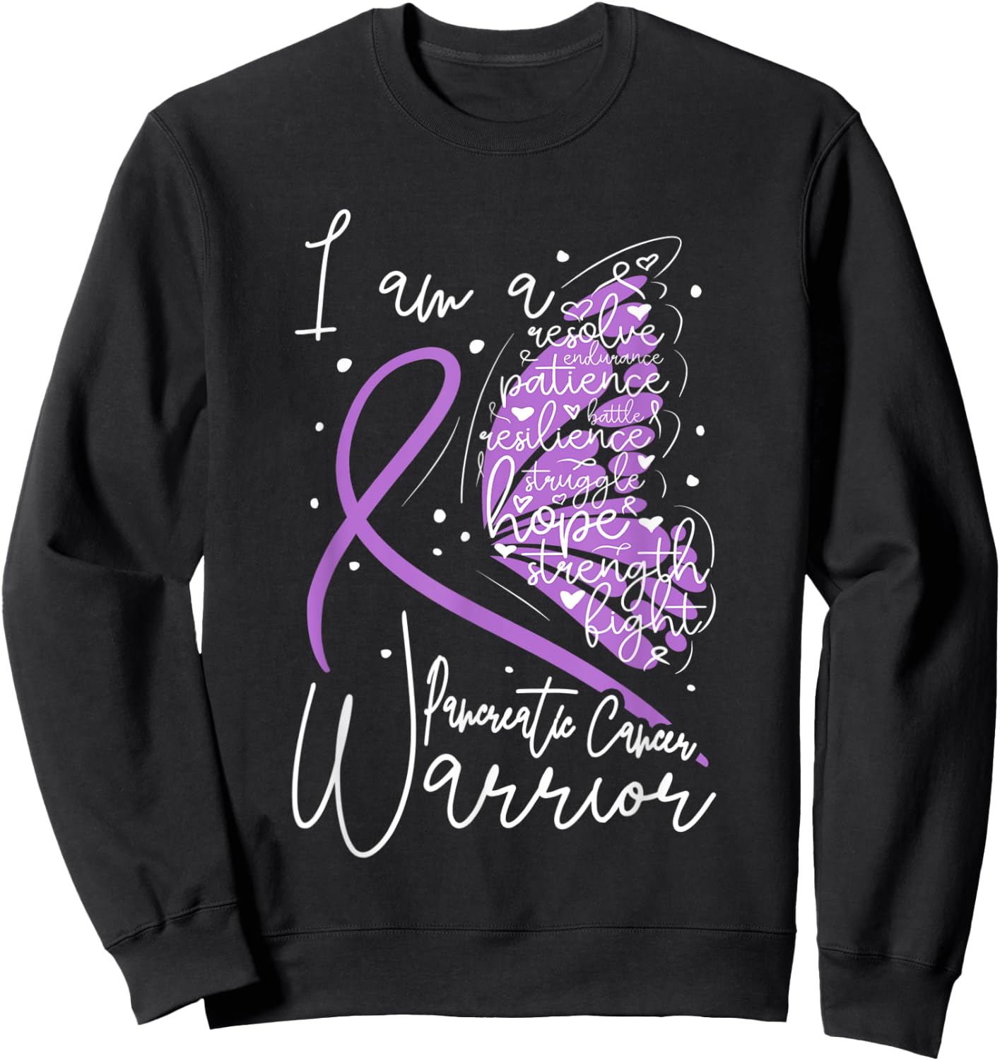 Butterfly Pancreatic Cancer Awareness Sweatshirt - Sweatshirt | Black