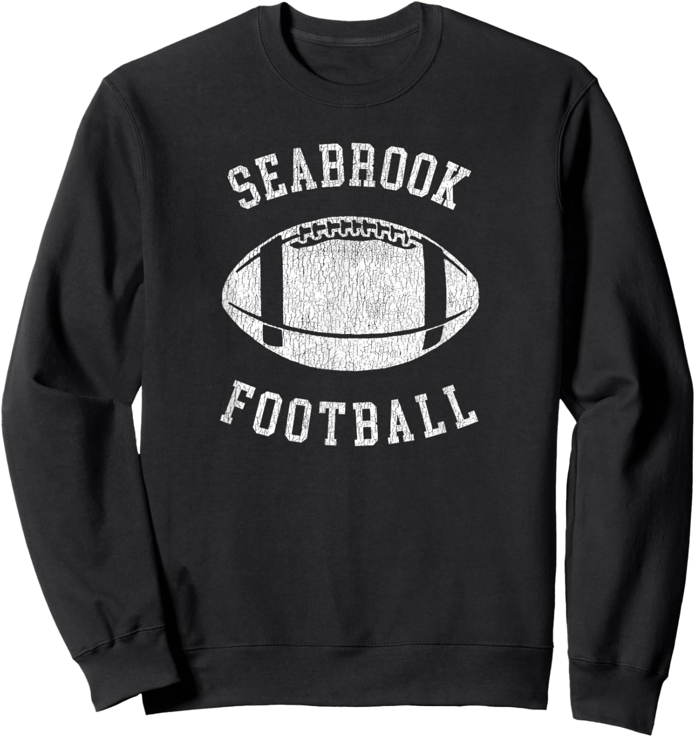 Seabrook Football Distressed Vintage 80's Throwback Classic Sweatshirt - Sweatshirt | Black
