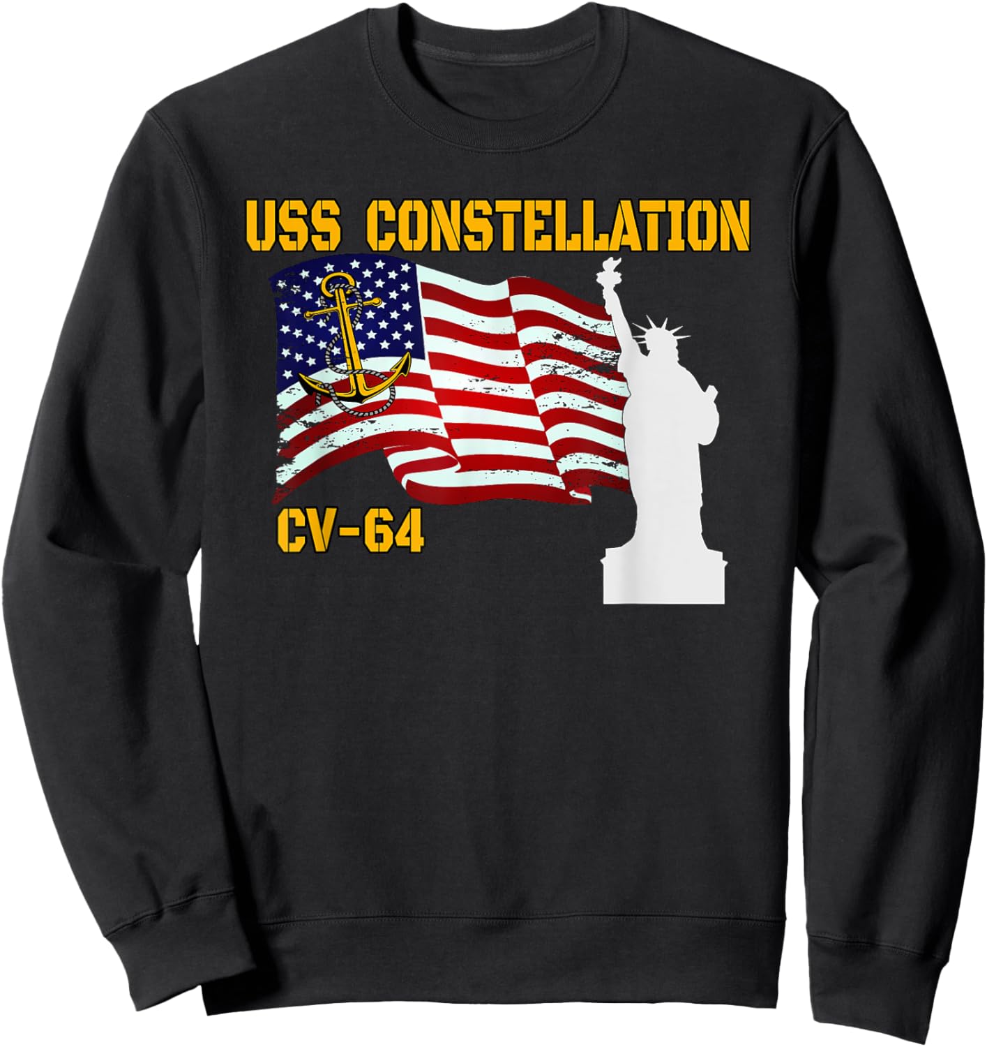 Aircraft Carrier USS Constellation Veterans Father Grandpa Sweatshirt - Sweatshirt | Black