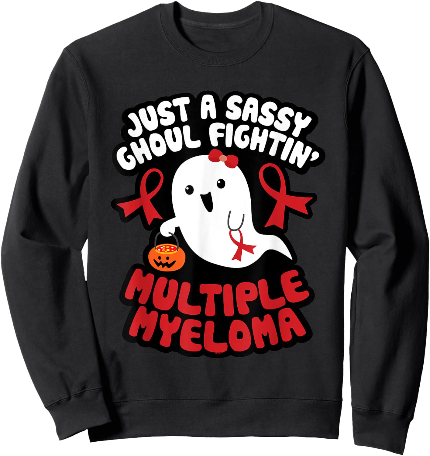 Sassy Ghoul Fighting Multiple Myeloma Halloween Cute Ghost Sweatshirt - Sweatshirt | Black