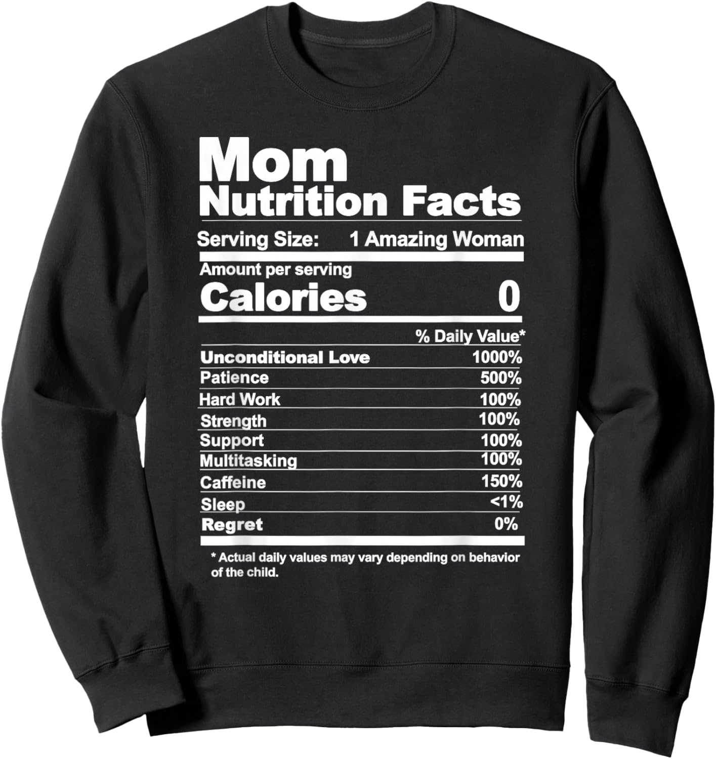Mom Nutrition Facts Sweatshirt - Sweatshirt | Black