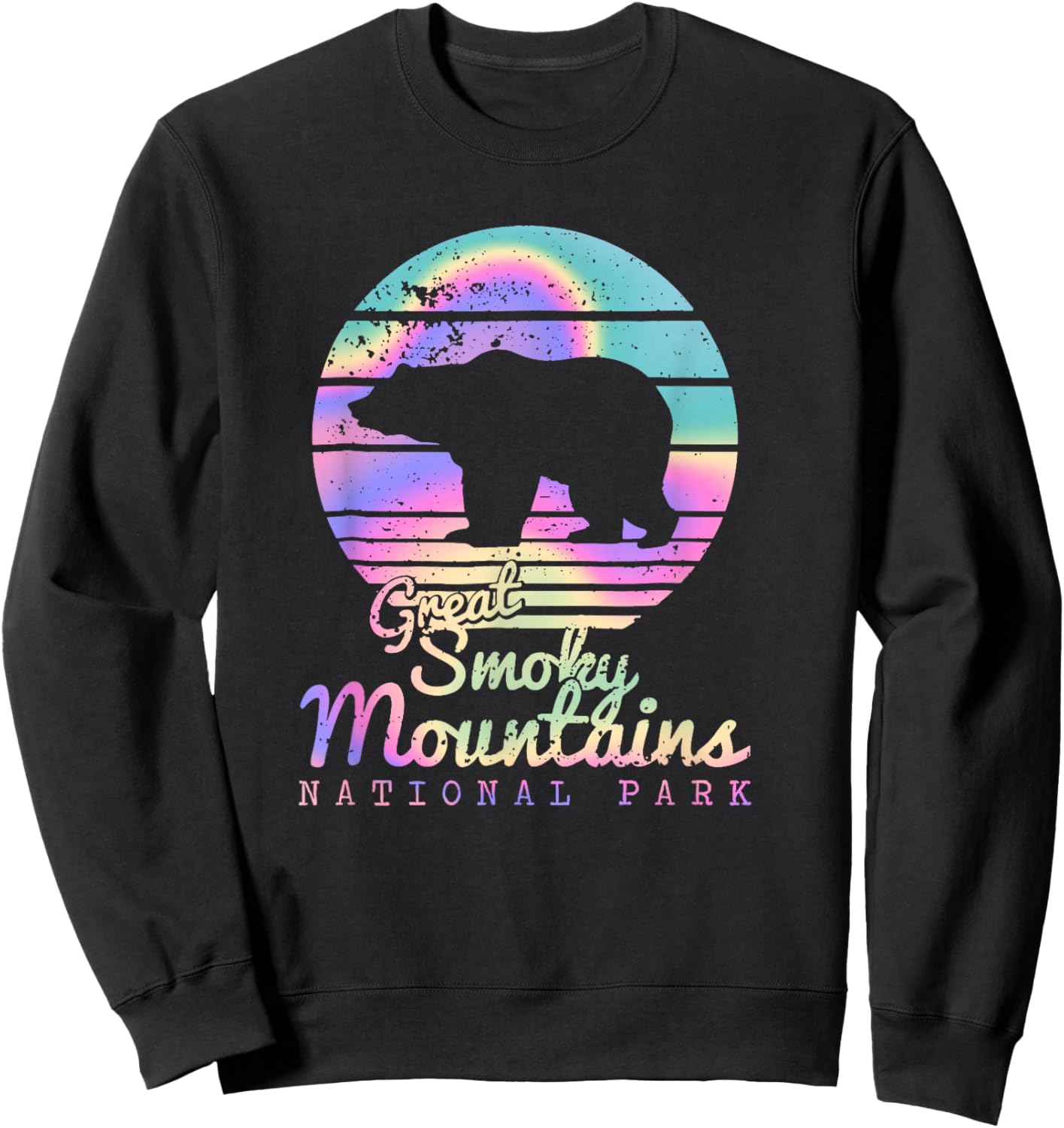 Retro Great Smoky Mountains National Park TN Bear Sweatshirt - Sweatshirt | Black