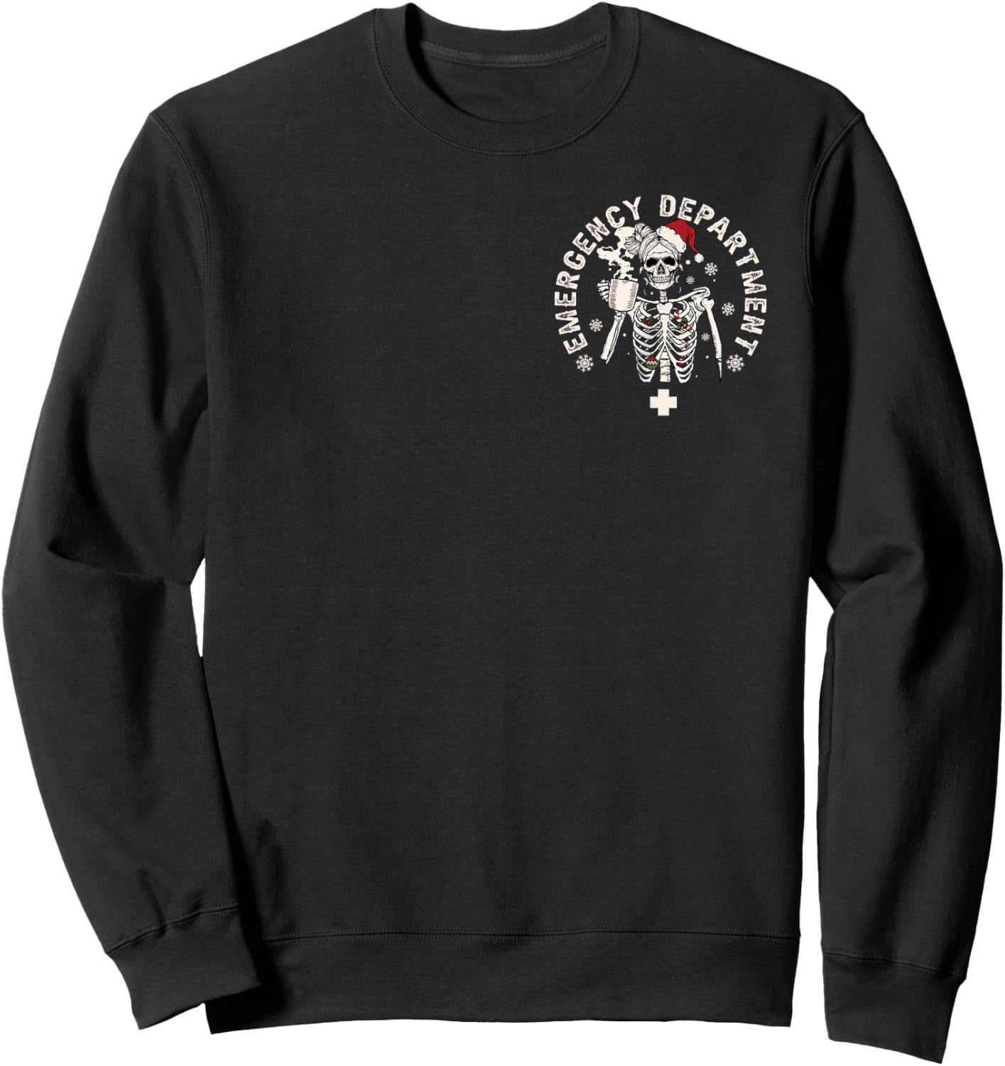 Emergency Department Christmas Skeleton With Coffee Sweatshirt - Sweatshirt | Black