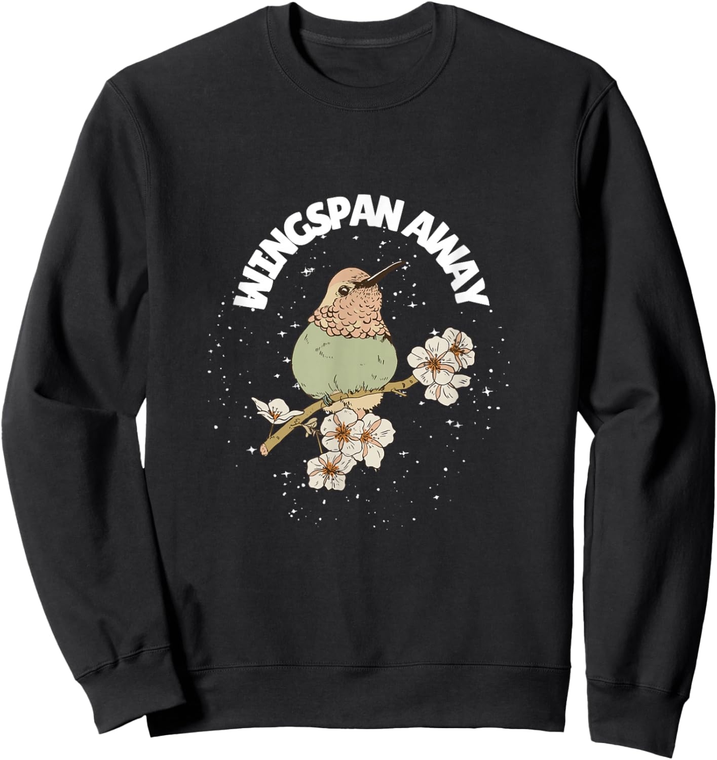 Wingspan Away Bird Lover Nature Retro Floral Style Sweatshirt - Sweatshirt | Black