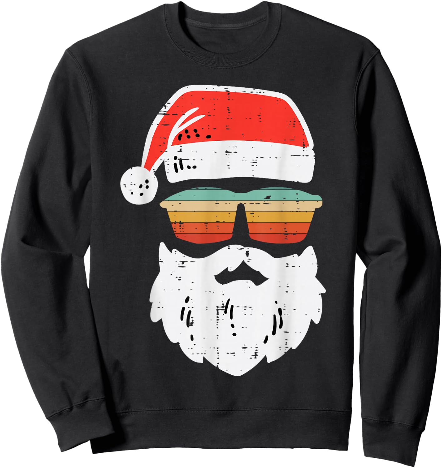 Santa Face Retro Sunglasses Christmas Xmas Men Women Kids Sweatshirt - Sweatshirt | Black