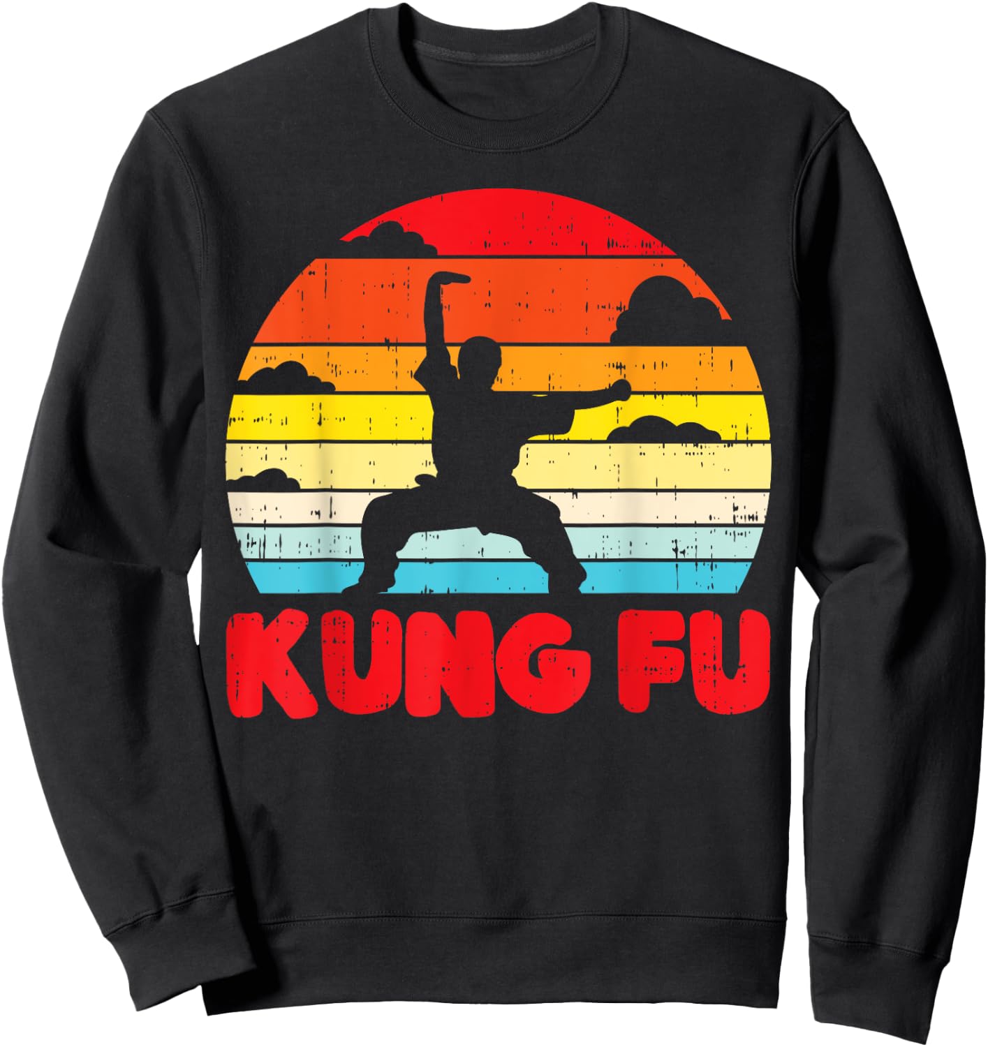 Kung Fu Horse Pose Retro Wushu Chinese Martial Arts Gift Sweatshirt - Sweatshirt | Black