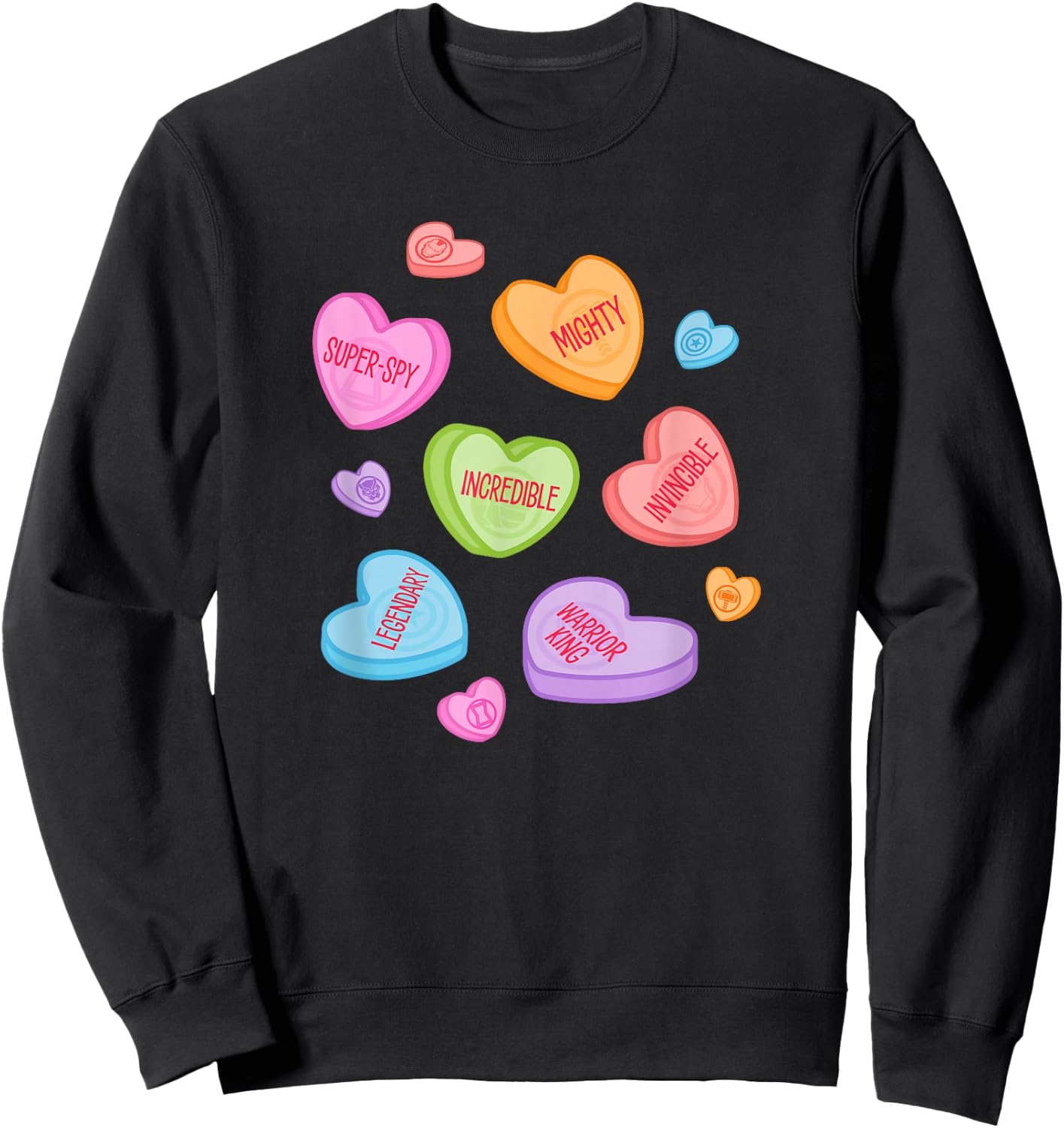 Marvel Avengers Candy Hearts Valentine's Day Sweatshirt - Sweatshirt | Black