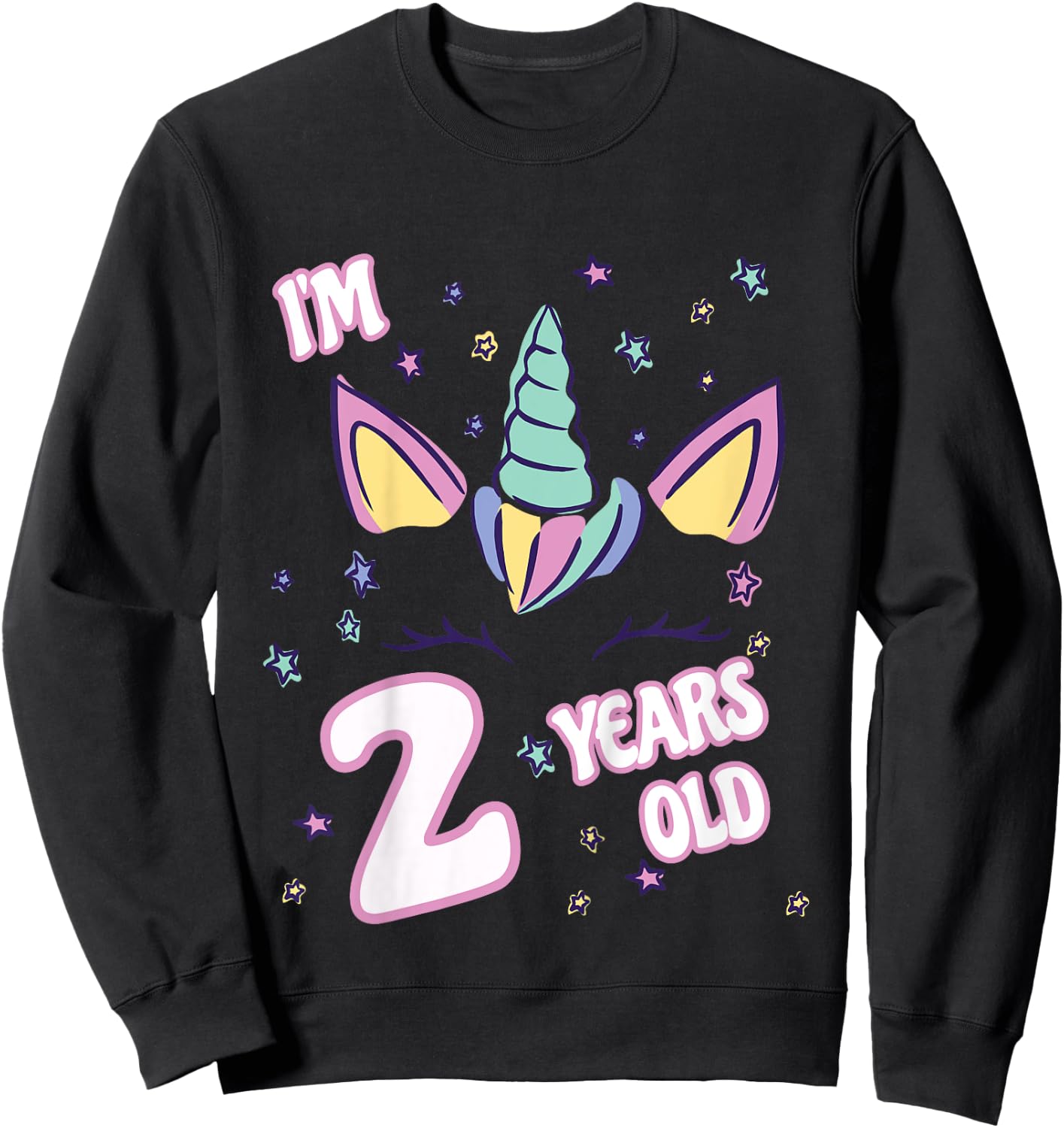 Unicorn 2nd birthday i'm 2 years old girl unicorn design Sweatshirt - Sweatshirt | Black