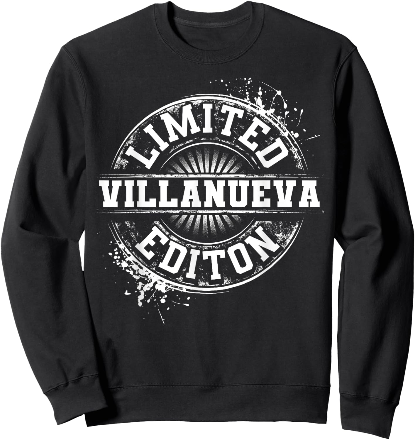 VILLANUEVA Funny Surname Family Tree Birthday Reunion Gift Sweatshirt - Sweatshirt | Black