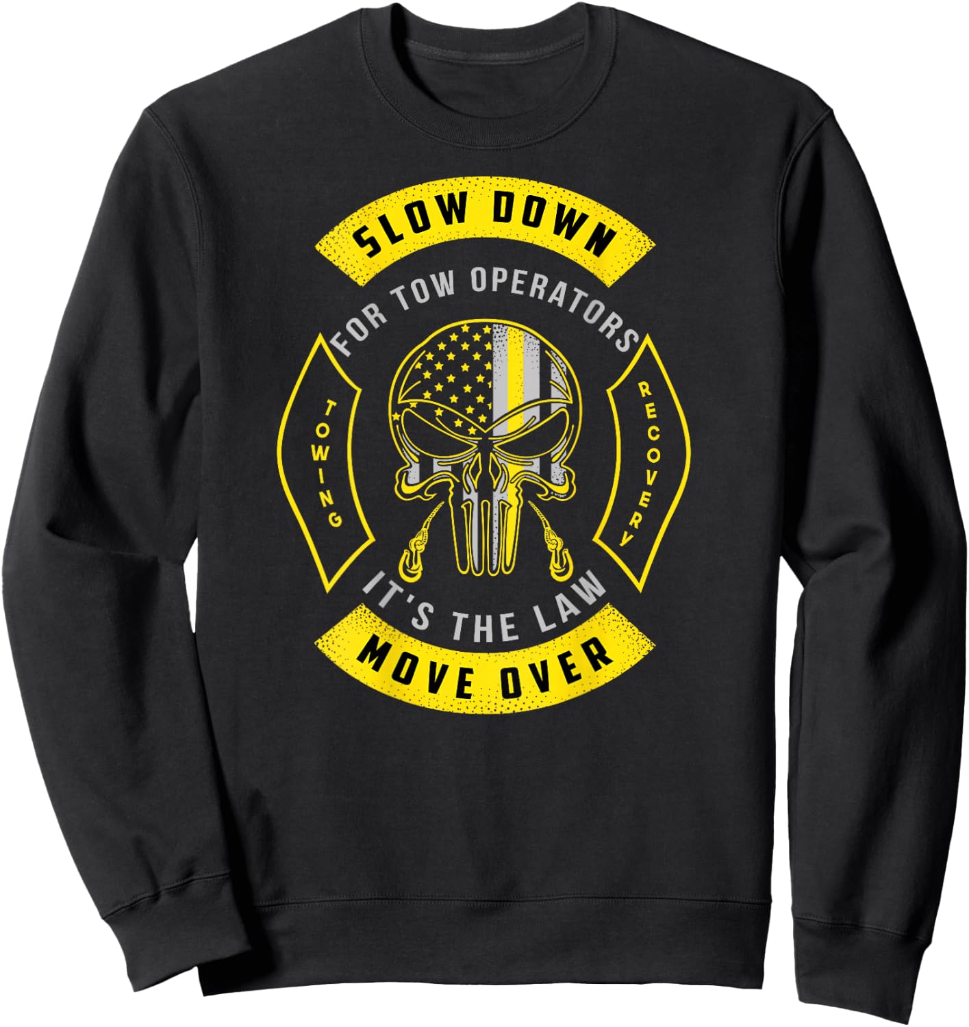 Tow Lives Matter Thin Yellow Line Tow Truck Driver Shirt Sweatshirt - Sweatshirt | Black