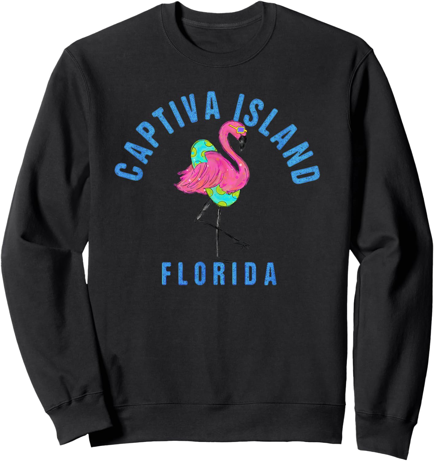 Captiva Island Beach Design / Flamingo Illustration Sweatshirt - Sweatshirt | Black