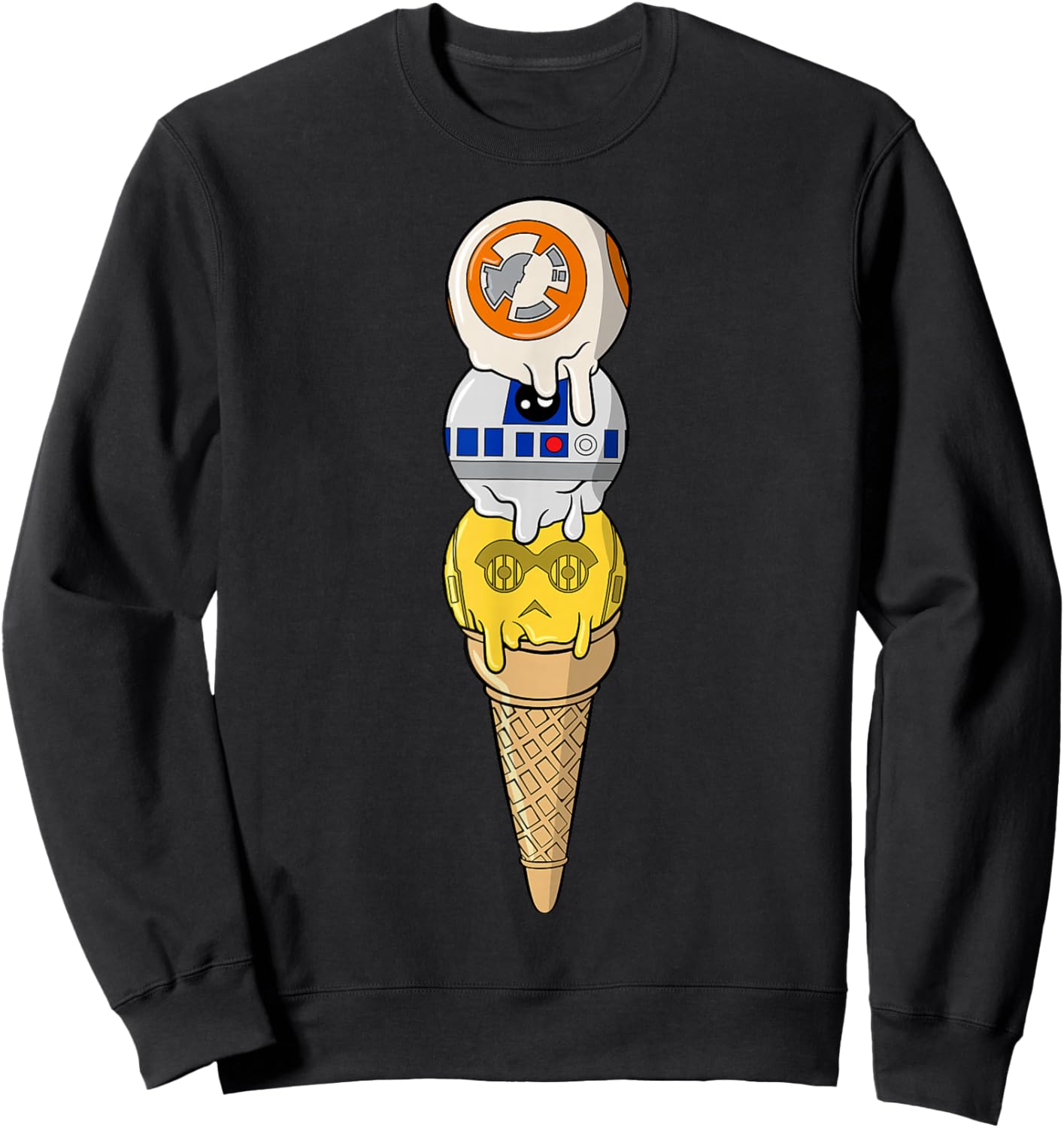 Star Wars Classic BB-8 R2-D2 & C-3PO Ice-Cream Scoops Sweatshirt - Sweatshirt | Black