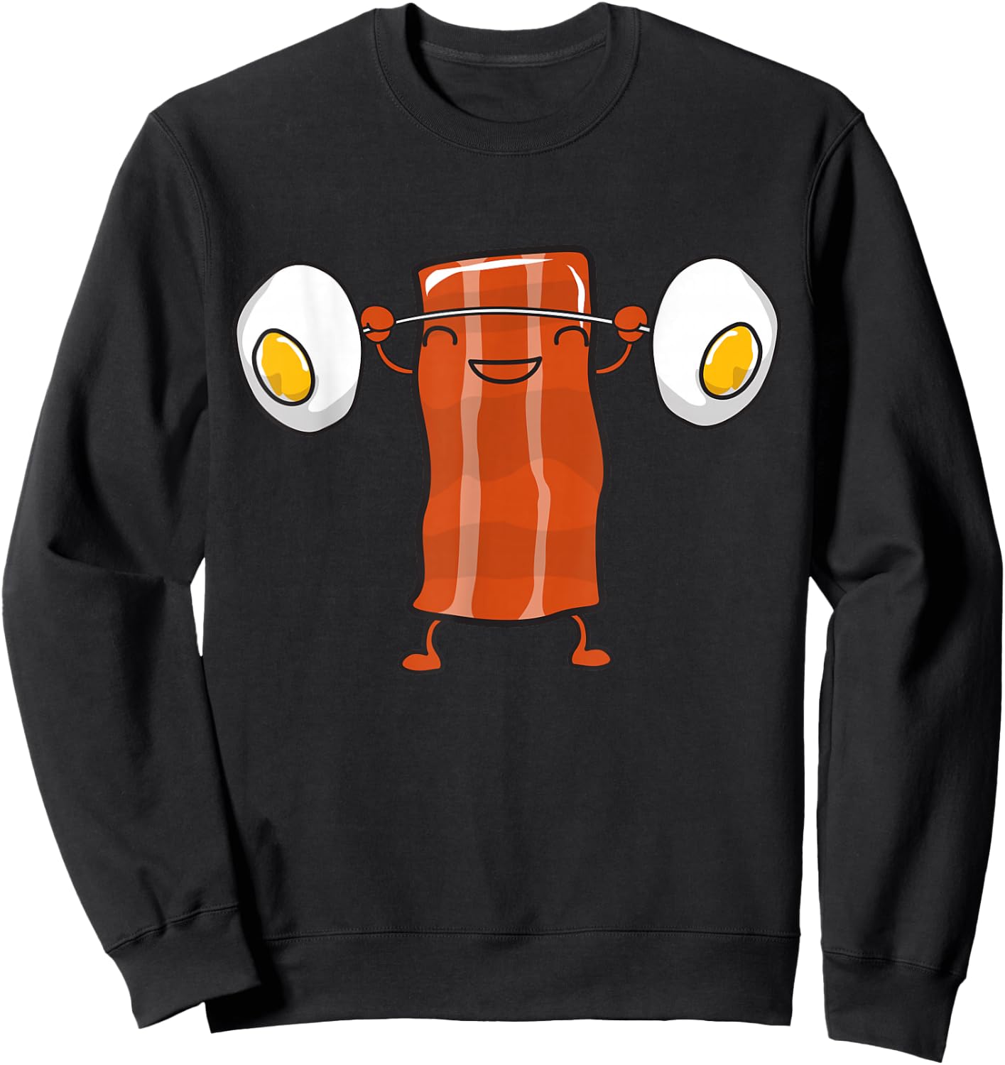Bacon Lifting Eggs Funny Keto Snatch Squat Barbell Weight Sweatshirt - Sweatshirt | Black