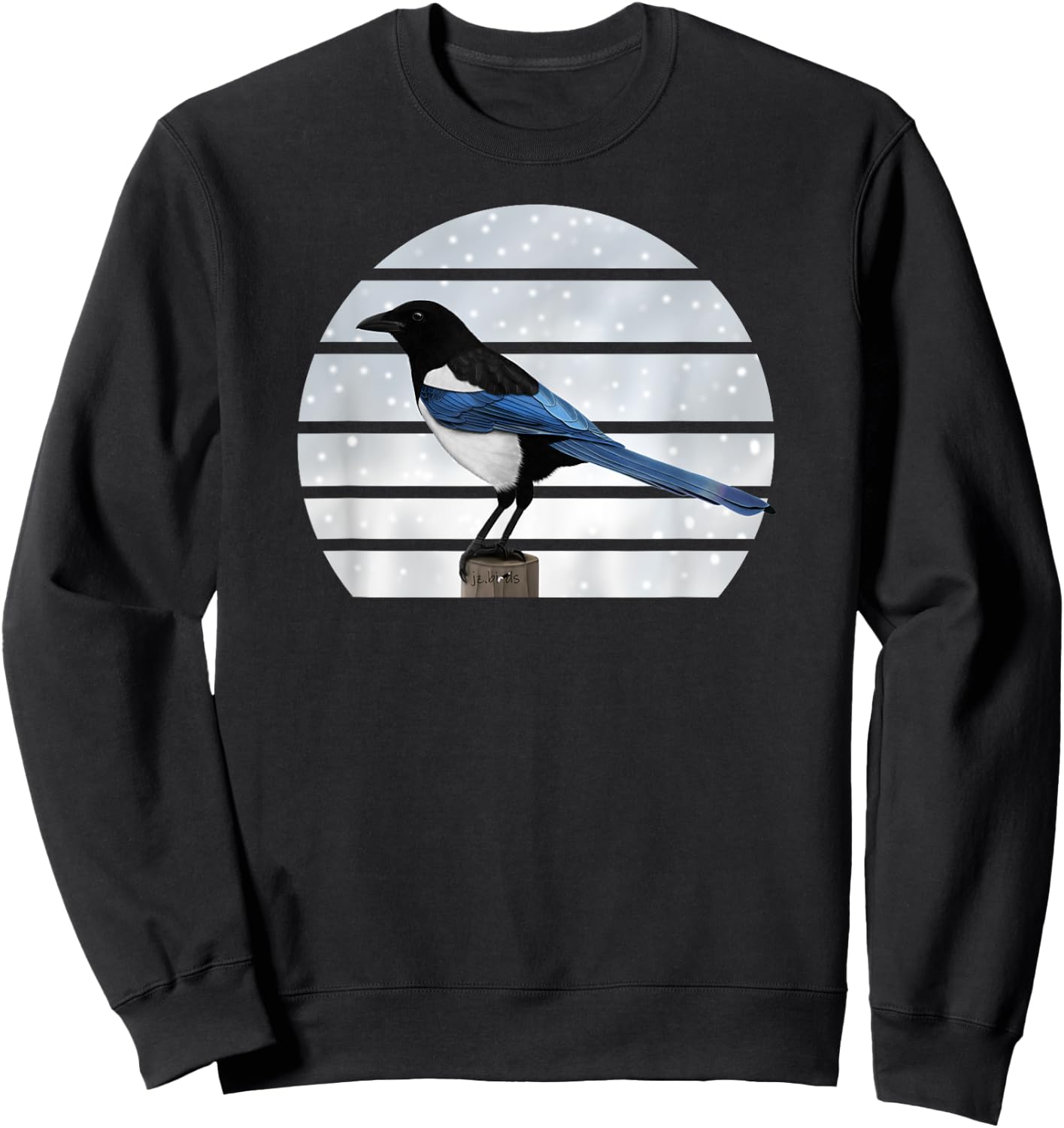 Magpie Winter Birds Christmas Snow Birder Birdwatching Sweatshirt - Sweatshirt | Black