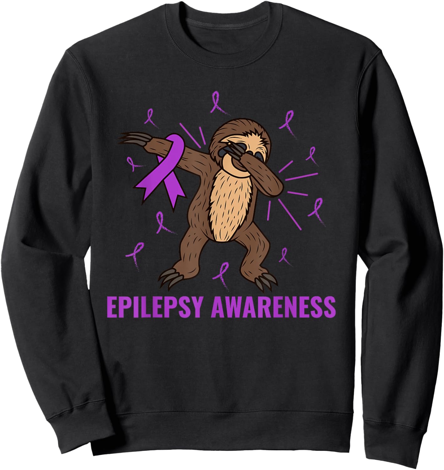 Epilepsy Awareness Month Sloth Advocate Epileptic Dabbing Sweatshirt - Sweatshirt | Black