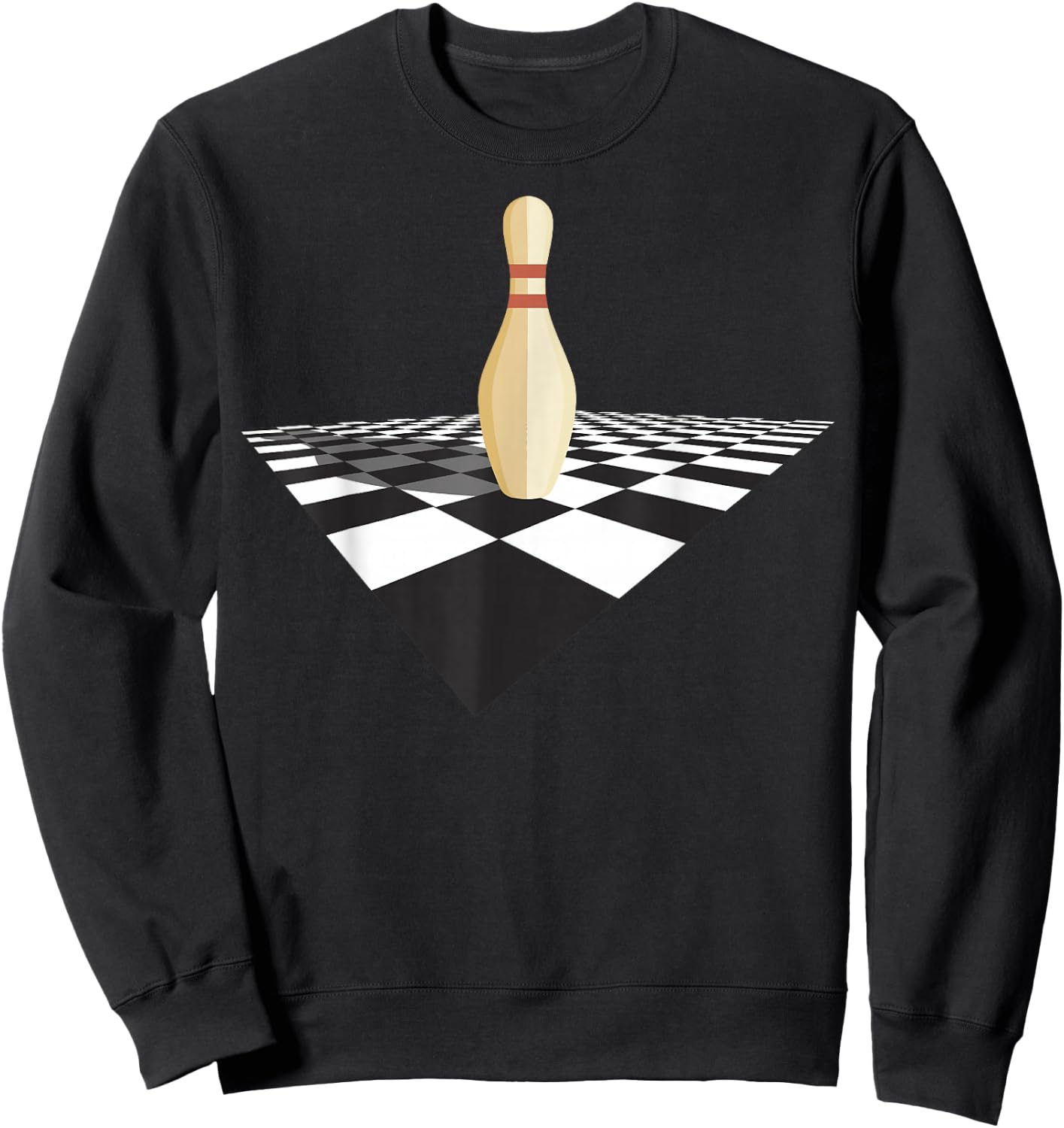 The Big Lebowski Bowling Pin Checkered Floor Graphic Sweatshirt - Sweatshirt | Black
