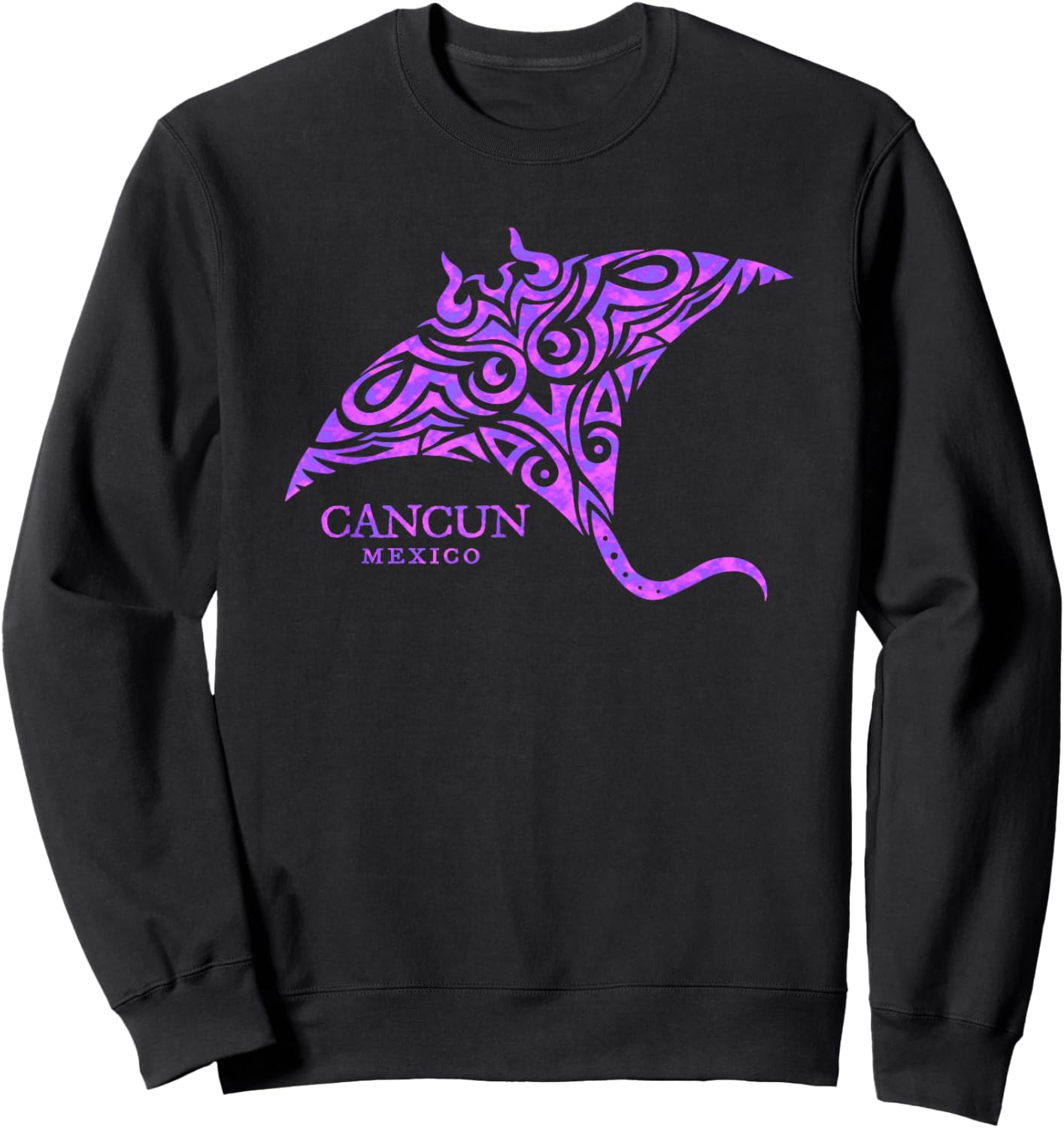 Retro Cancun Mexico Souvenir Colorful Stingray Girls Sweatshirt - Sweatshirt | Black