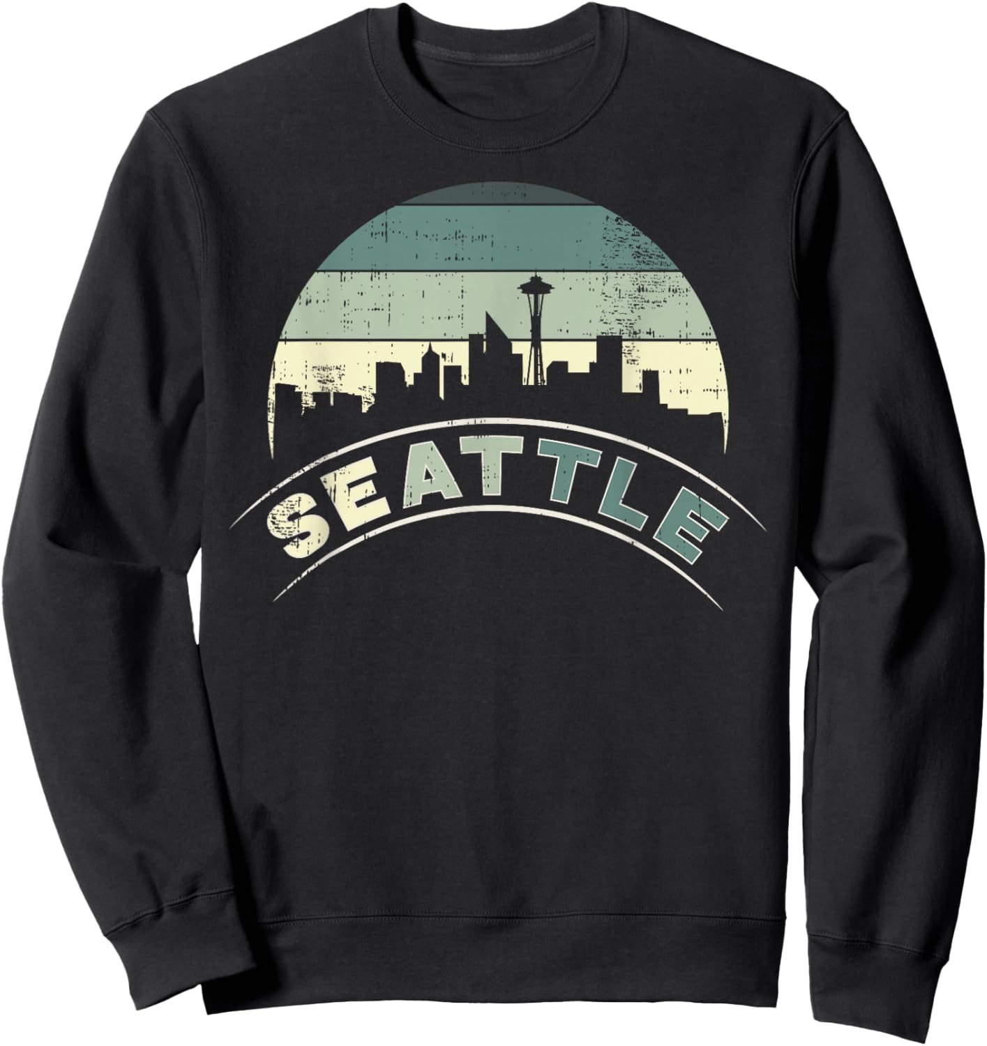 Grunge Seattle Skyline Distressed Look design Sweatshirt - Sweatshirt | Black