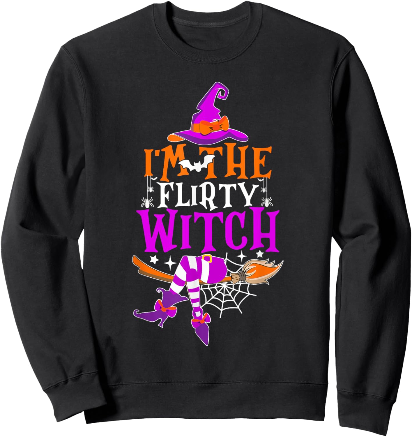 I'm The Flirty Witch Shirt Funny Witch Halloween Costume Sweatshirt - Sweatshirt | Black