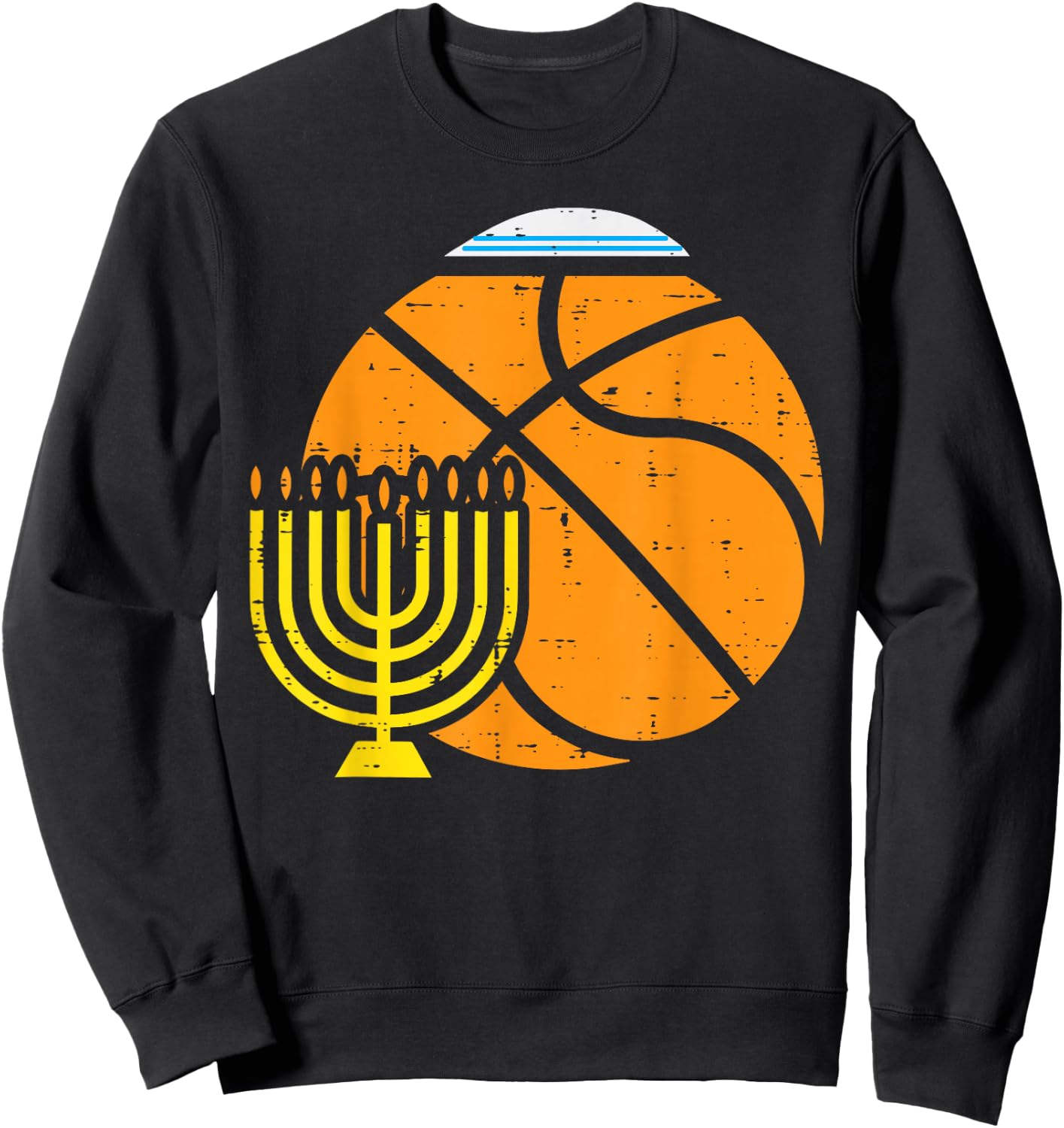 Jewish Basketball Menorah Hanukkah Chanukah Sport Lover Gift Sweatshirt - Sweatshirt | Black