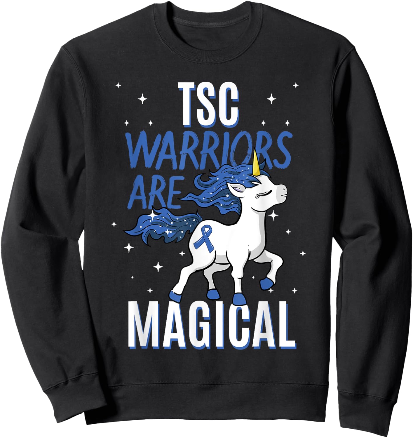 Tuberous Sclerosis Complex TSC Magical Unicorn Blue Ribbon Sweatshirt - Sweatshirt | Black