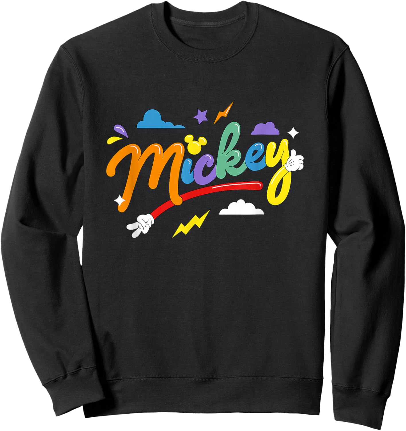 Disney Mickey And Friends Retro Rainbow Bubble Logo Sweatshirt - Sweatshirt | Black