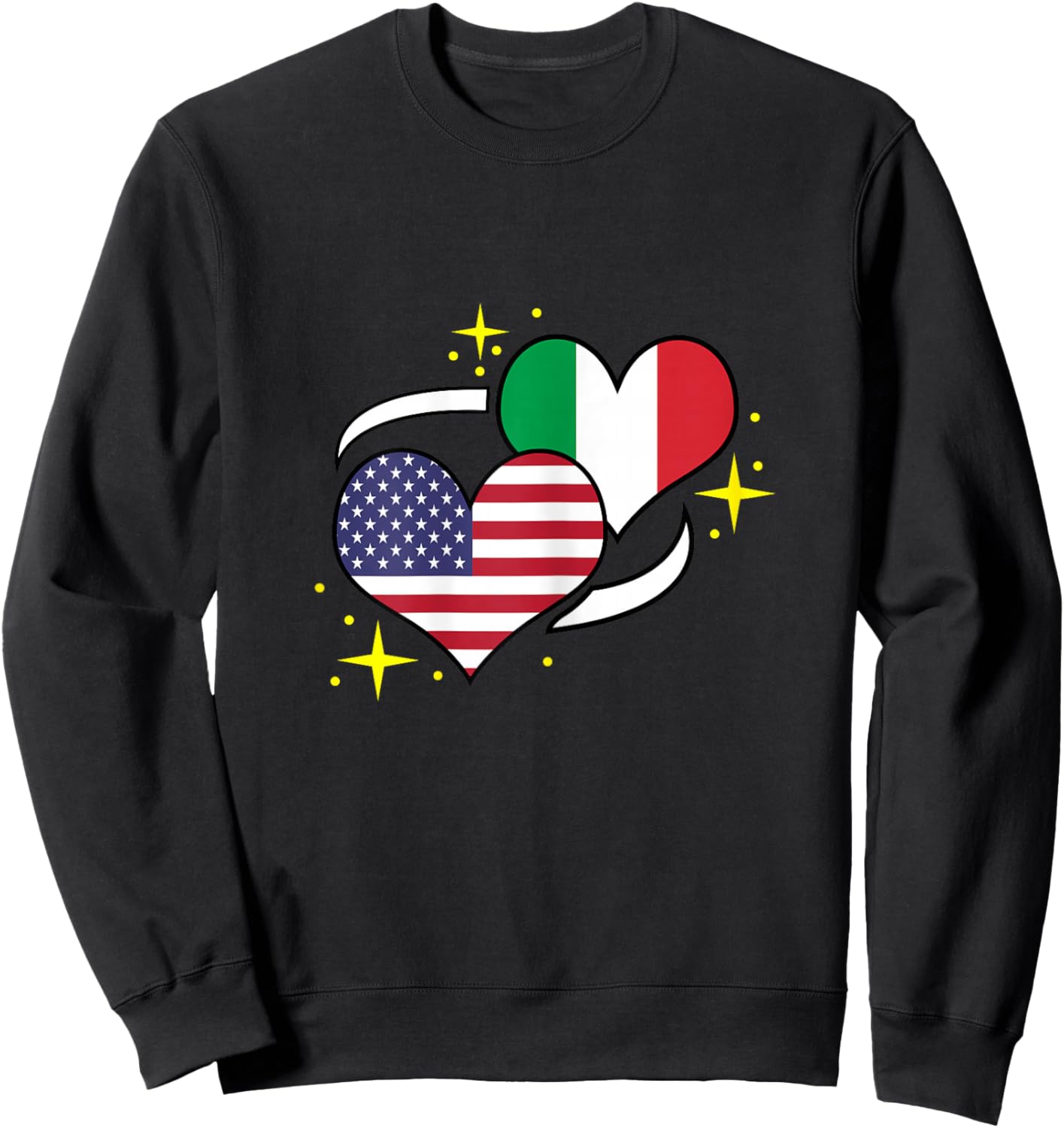 Italian American Flag Heart Italian Women Sweatshirt - Sweatshirt | Black