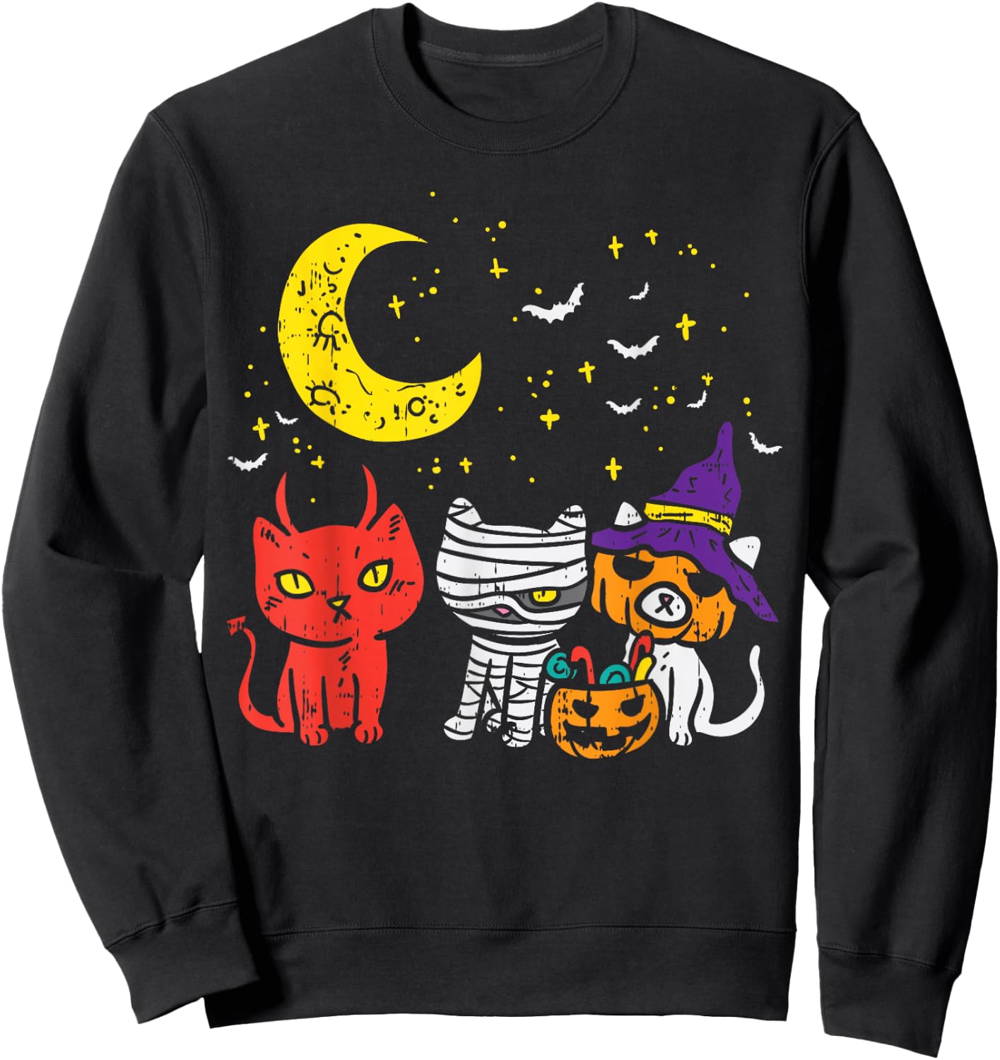 Kitten Mummy Pumpkin Devil Cute Halloween Cat Lover Gift Sweatshirt - Sweatshirt | Black