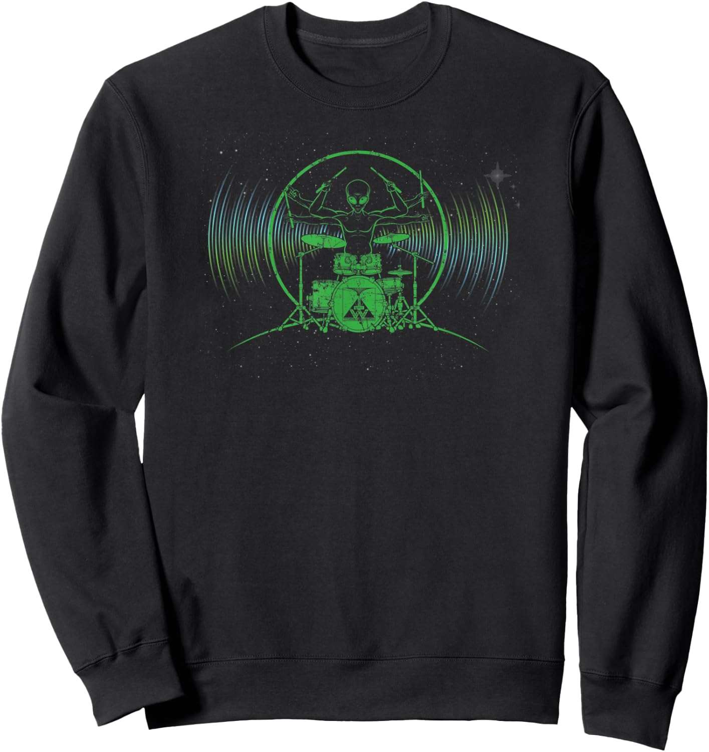Alien Drummer Drumming Sweatshirt - Sweatshirt | Black