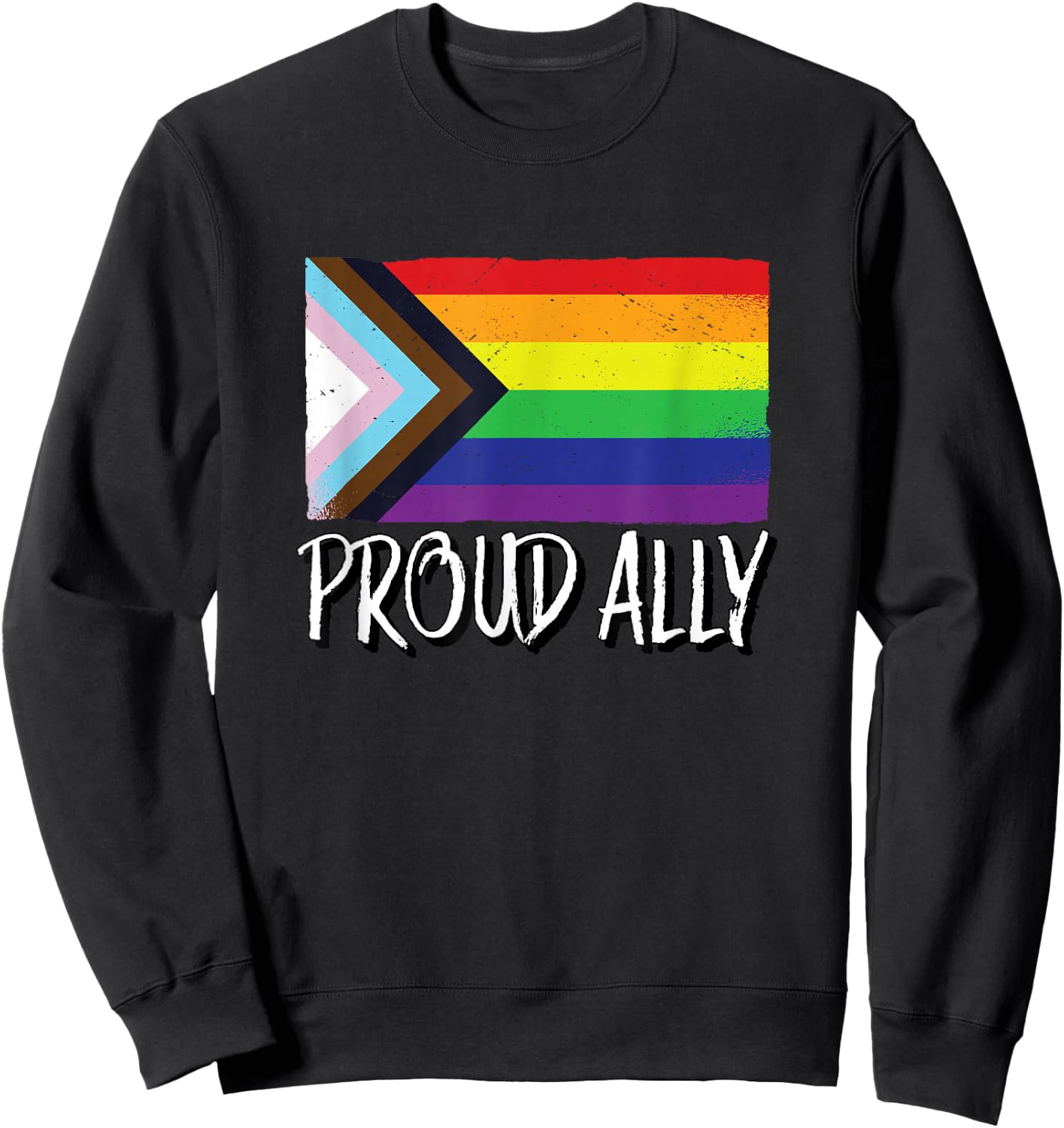 Proud Ally | Gay Pride Month LGTBQ Black Pride Flag Sweatshirt - Sweatshirt | Black