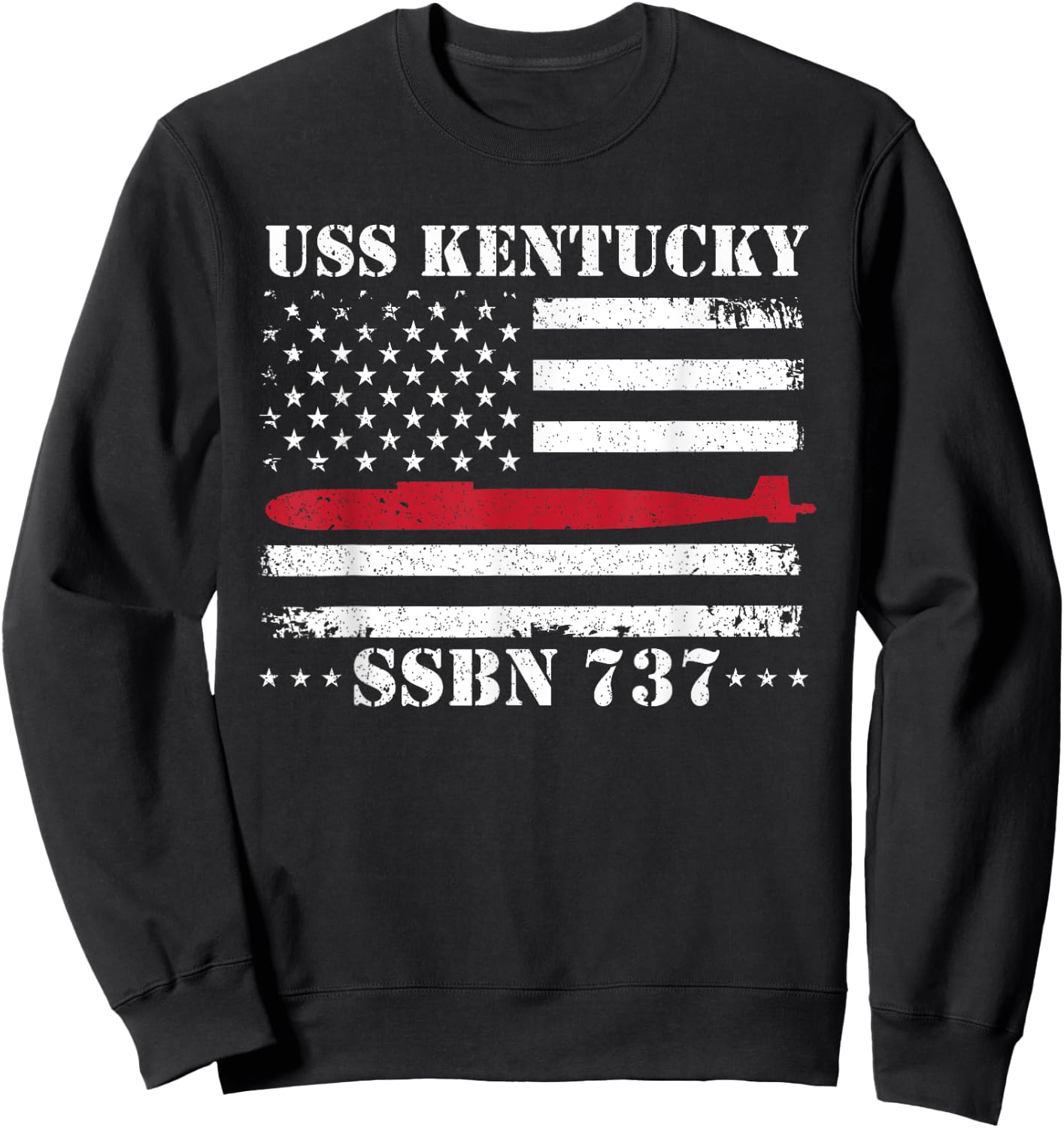 Submariner USS KENTUCKY SSBN737 US Flag Veteran Submarine Sweatshirt - Sweatshirt | Black