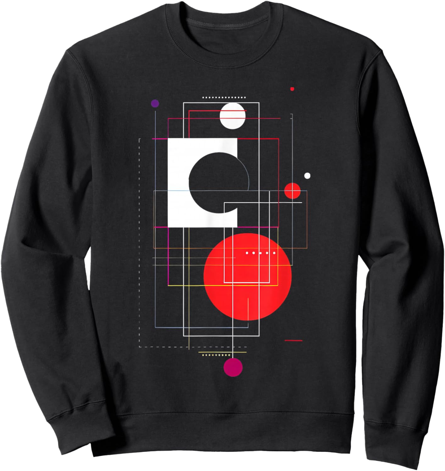 Geometric Black, White, and Red Abstract Sweatshirt - Sweatshirt | Black