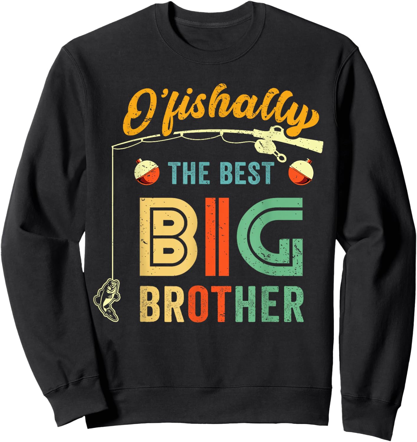 Ofishally The Best Big Brother Cute Boys Fishing Gift Kids Sweatshirt - Sweatshirt | Black