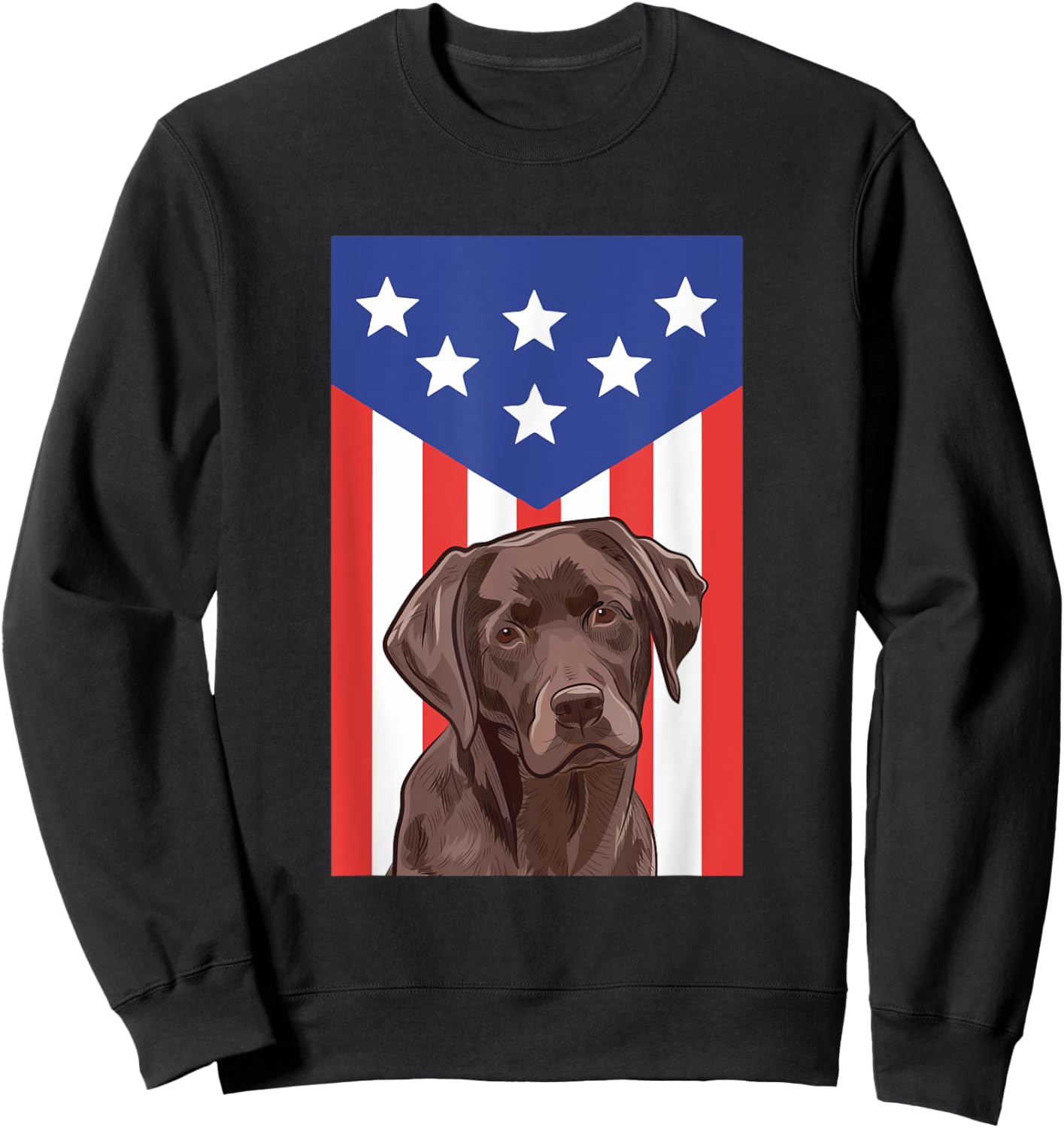 Labrador Retriever Chocolate Lab American Flag Funny Patriot Sweatshirt - Sweatshirt | Black