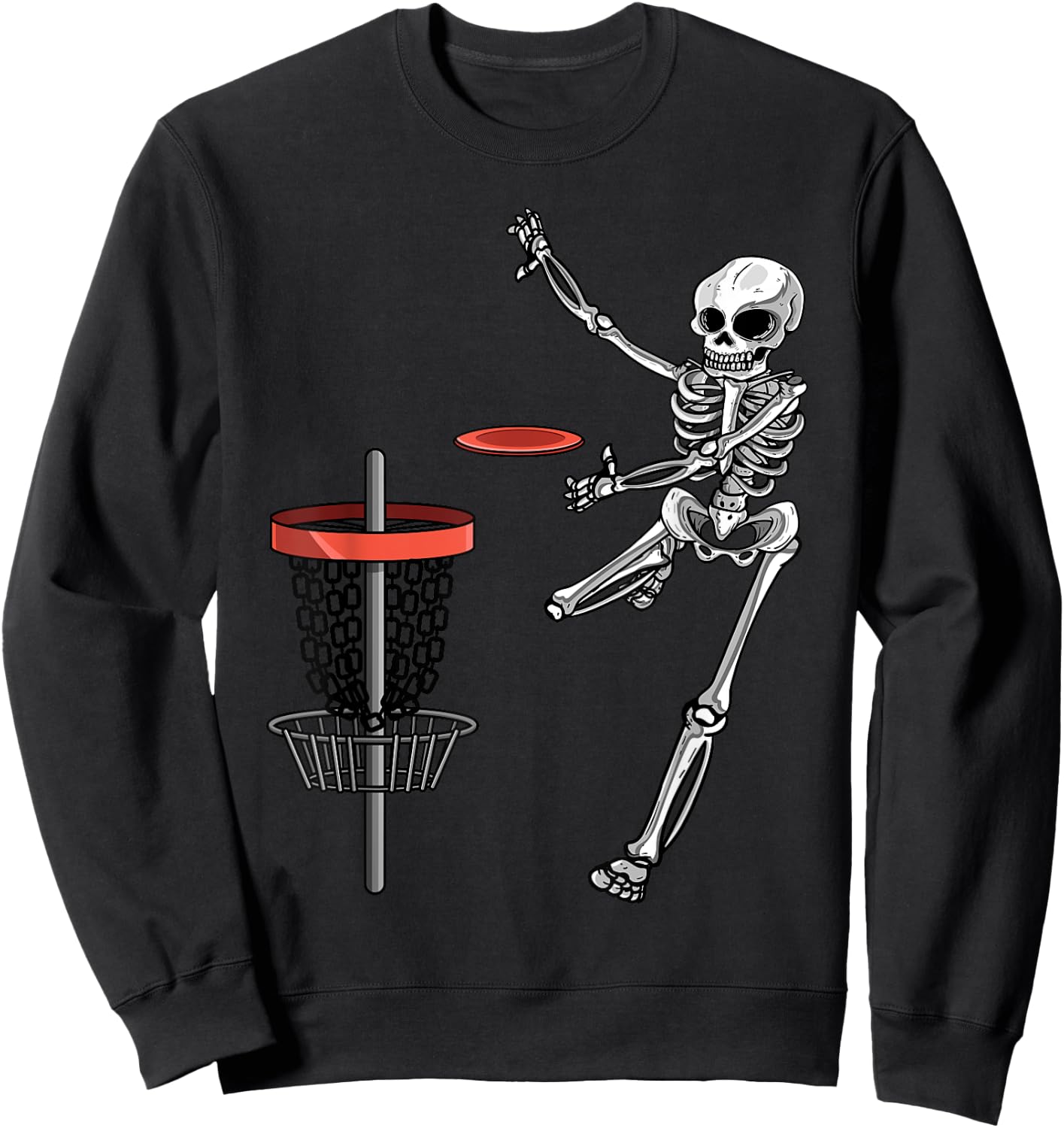 Skeleton Flying Disc Golf Halloween Frisbee Easy DIY Costume Sweatshirt - Sweatshirt | Black